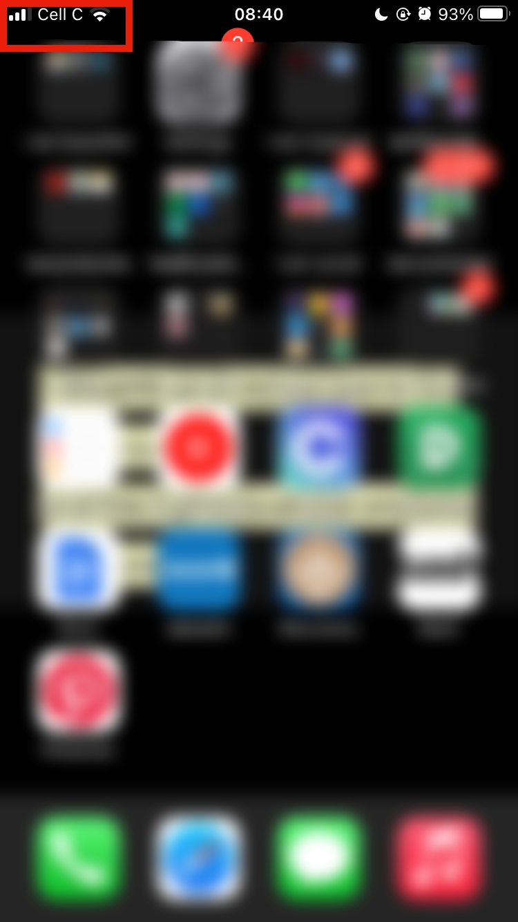 Internet connection is shown in the top-right corner of the iPhone Home screen Internet connection is shown in the top-right corner of the iPhone Home screen