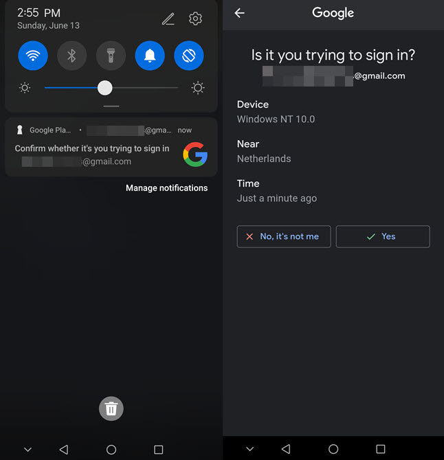 Google notification about the attempt to log into your account from a new device Google notification about the attempt to log into your account from a new device