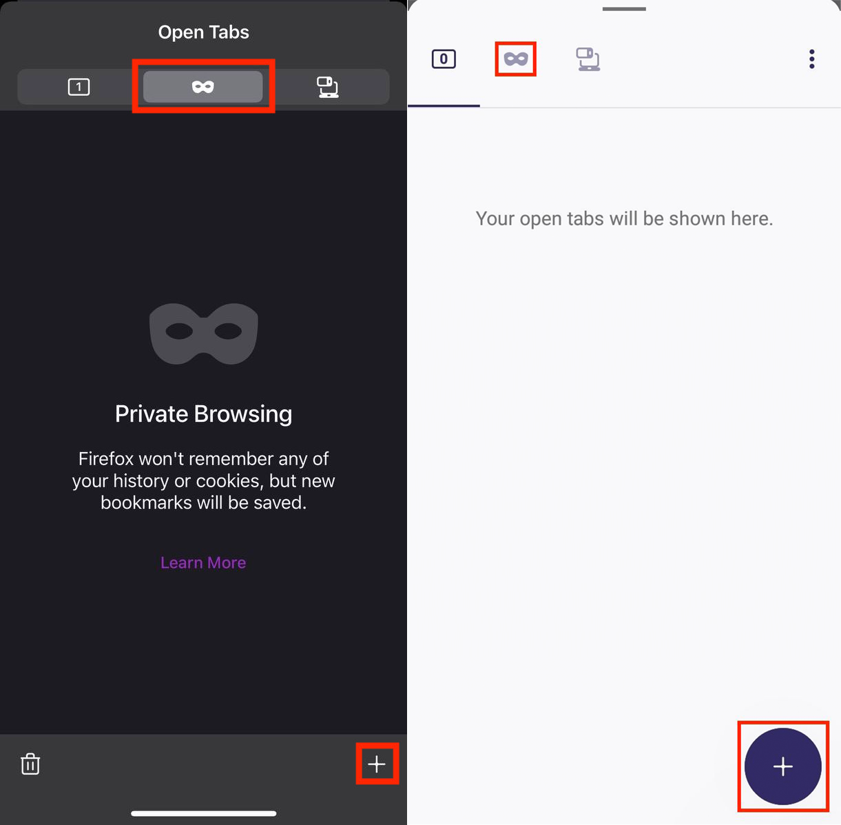 New incognito tab in Firefox (iOS/Android) New incognito tab in Firefox (iOS/Android)
