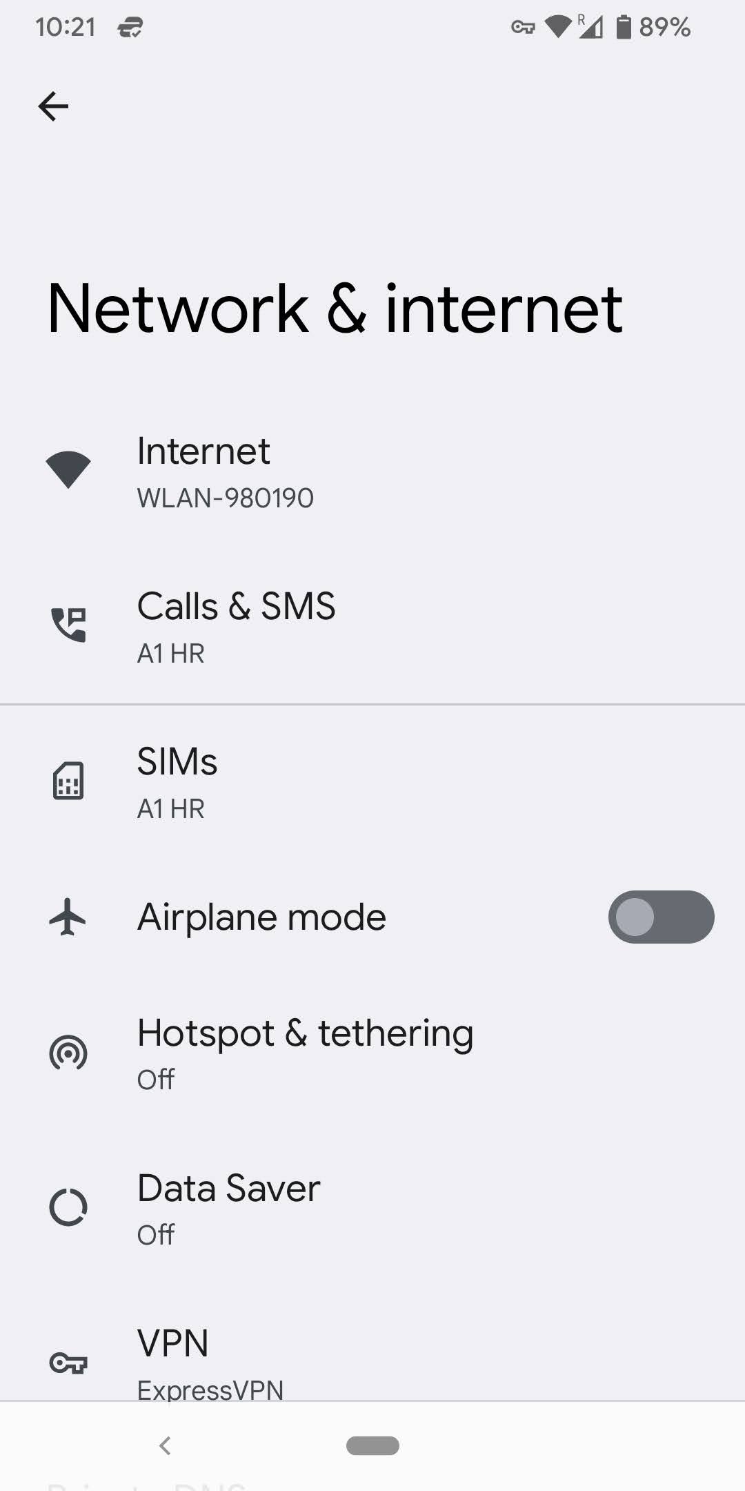 Android Network and Internet Settings Android Network and Internet Settings