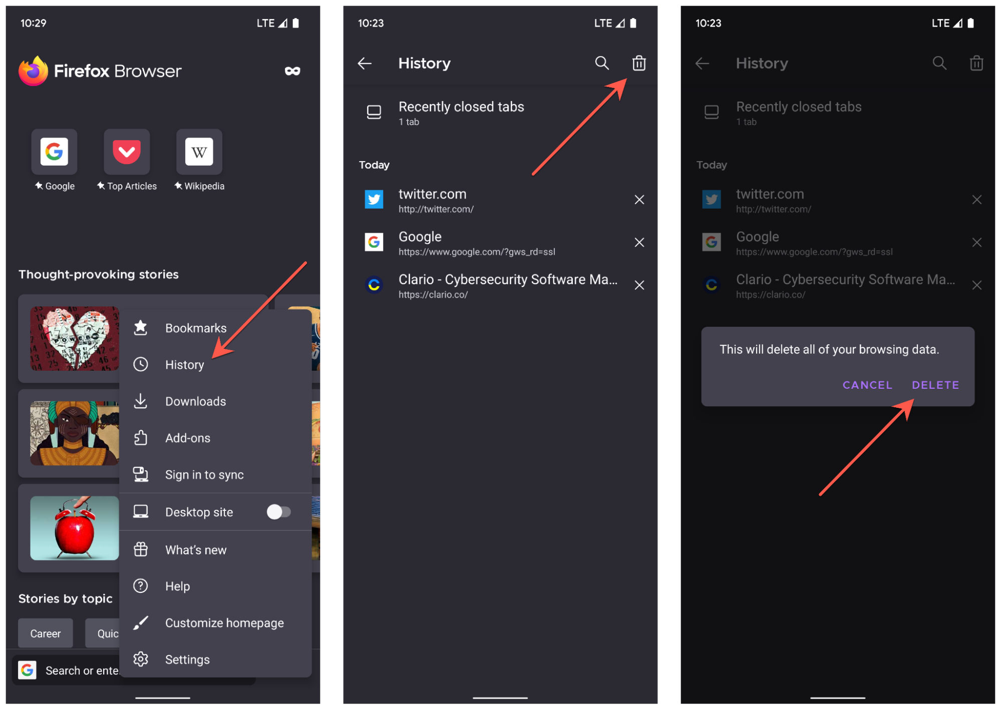 Delete Firefox History on Android Delete Firefox History on Android