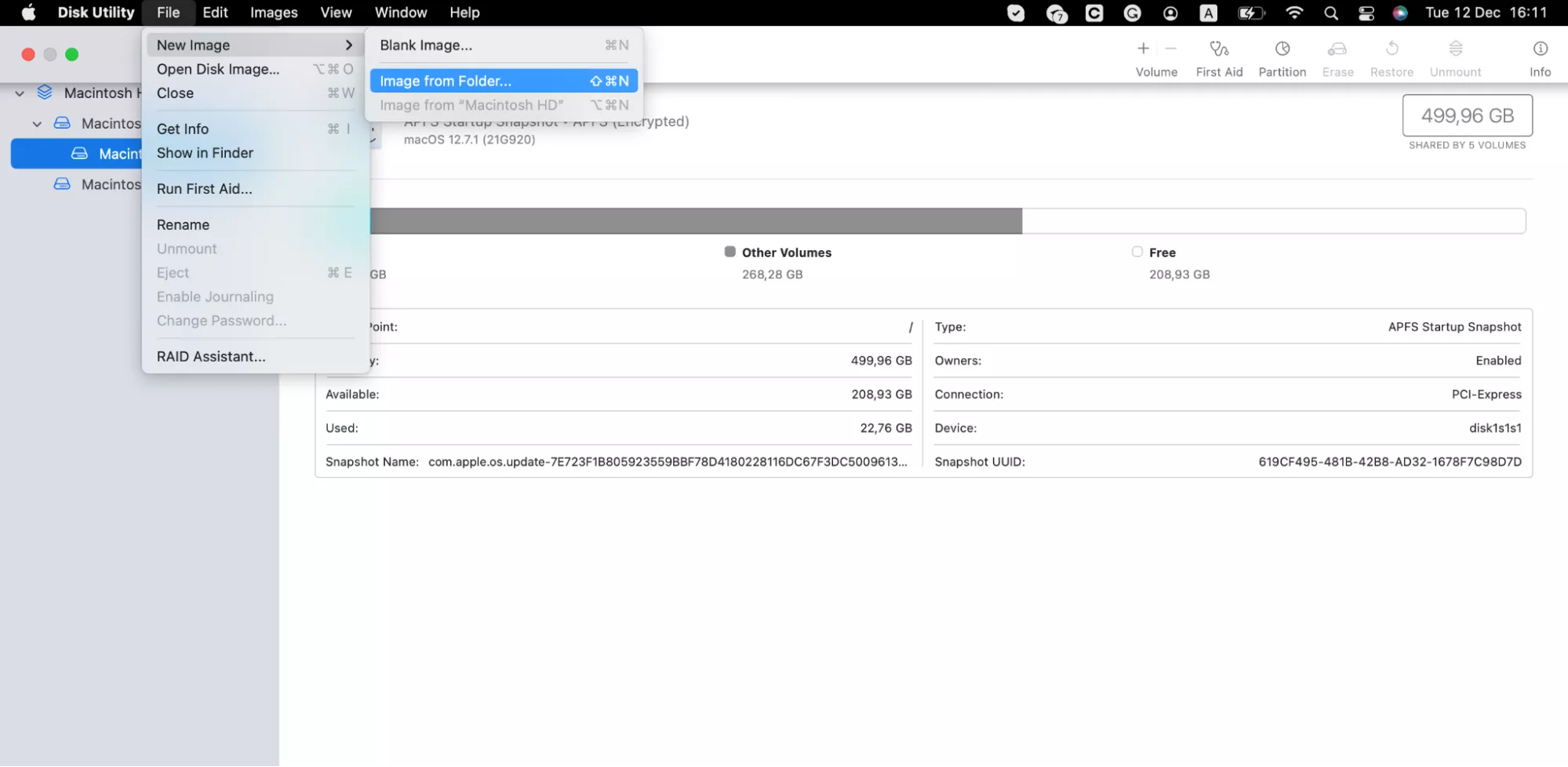 A Disk Utility window depicting how to password-protect your folder.