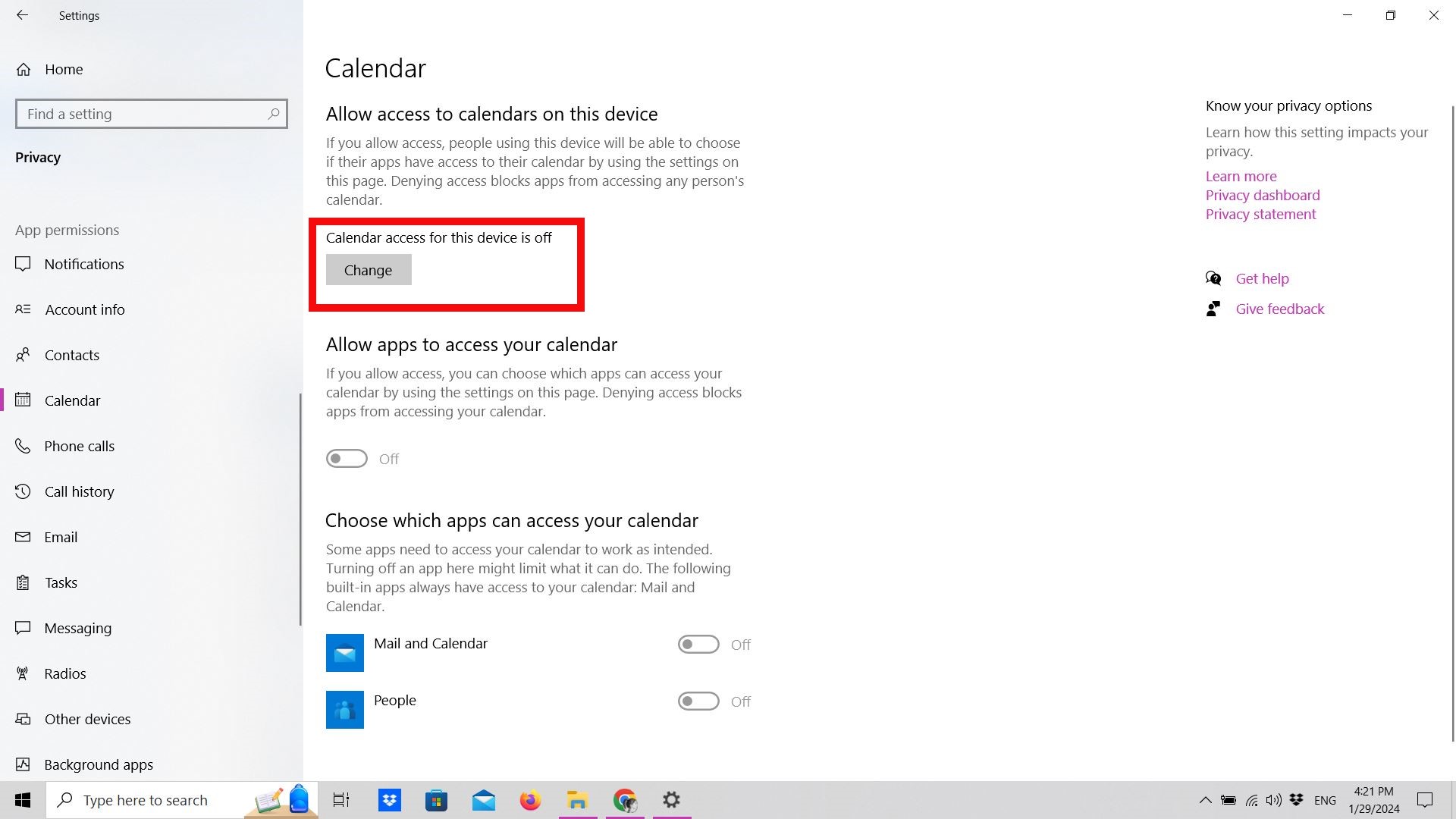 Calendar settings in Windows 10 Calendar settings in Windows 10