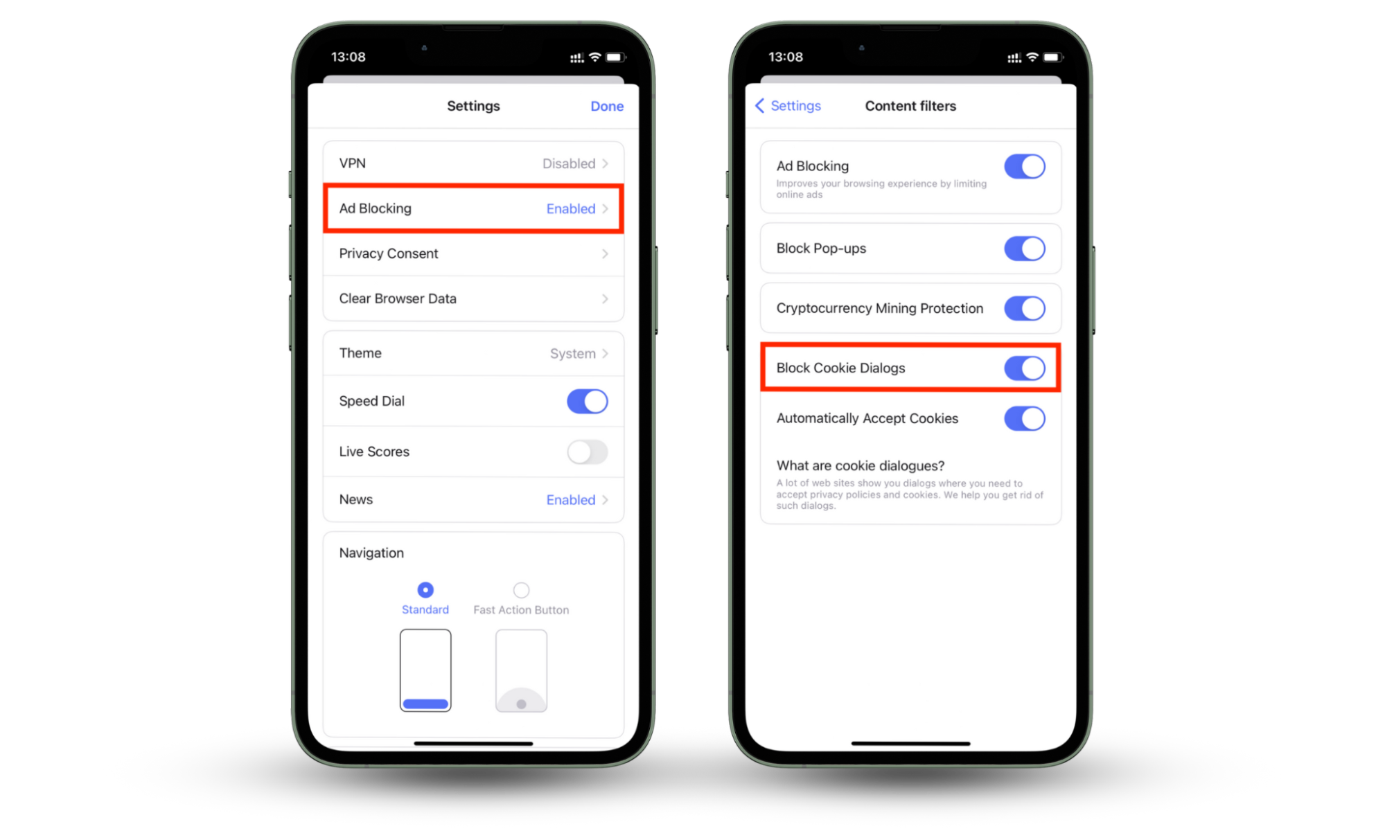 Blocking cookie dialogs in Opera on iOS. Blocking cookie dialogs in Opera on iOS.