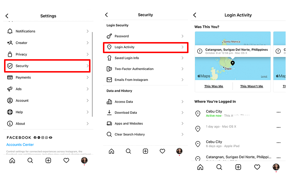 Login Activity in Instagram Login Activity in Instagram