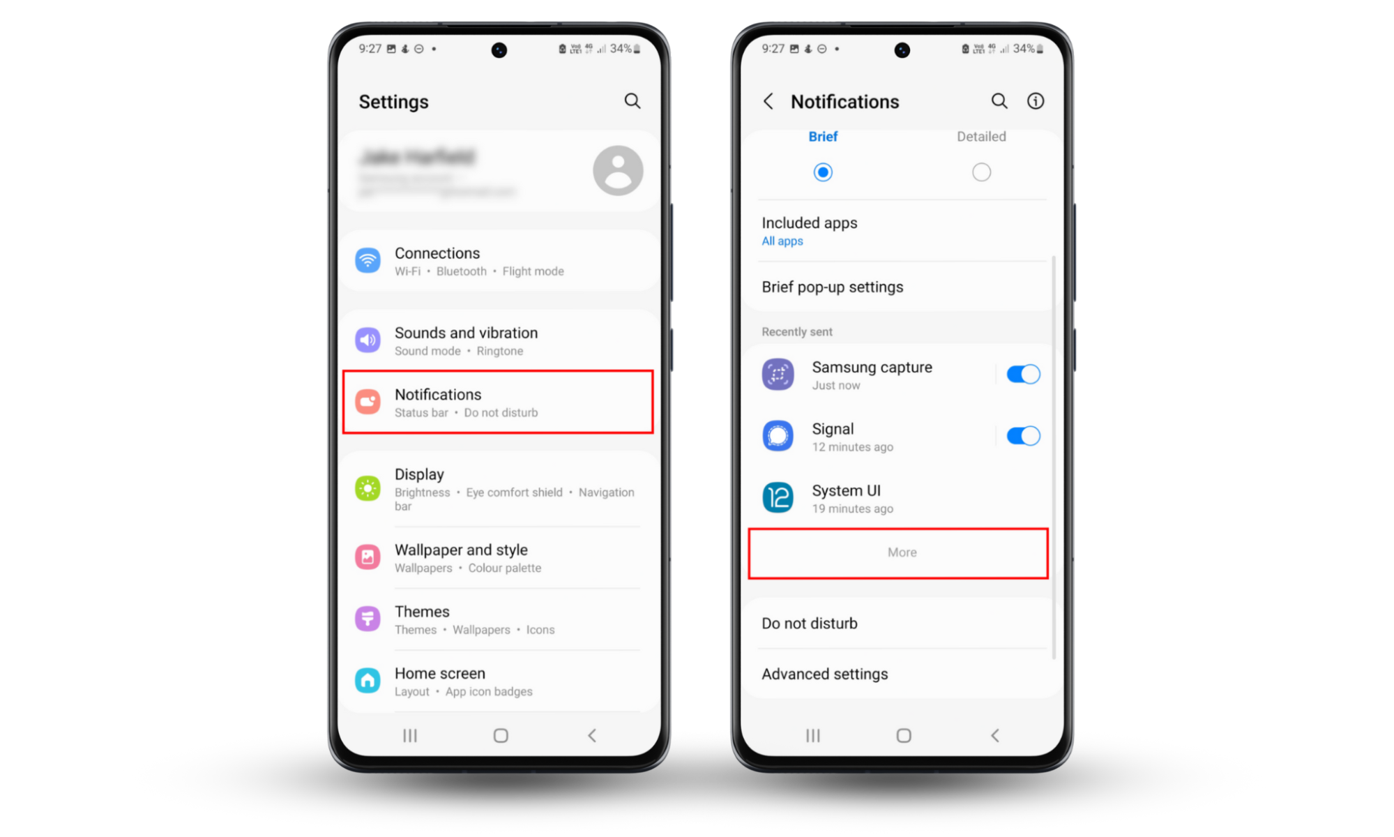 To stop people from reading your text messages, you need to turn off the lock screen notifications. Select Notifications > More to access the settings. To stop people from reading your text messages, you need to turn off the lock screen notifications. Select Notifications > More to access the settings.