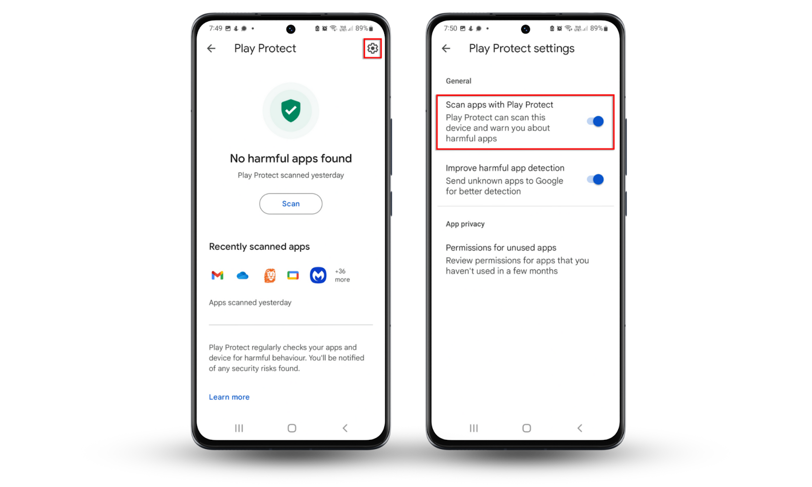 If you want to Catch Someone Spying on Your Phone, check your App Store for spy apps and use your Google Play Protect. Choose Settings. Turn on the Scan apps with Play Protect feature. Press Scan to run the security scan now. If you want to Catch Someone Spying on Your Phone, check your App Store for spy apps and use your Google Play Protect. Choose Settings. Turn on the Scan apps with Play Protect feature. Press Scan to run the security scan now.