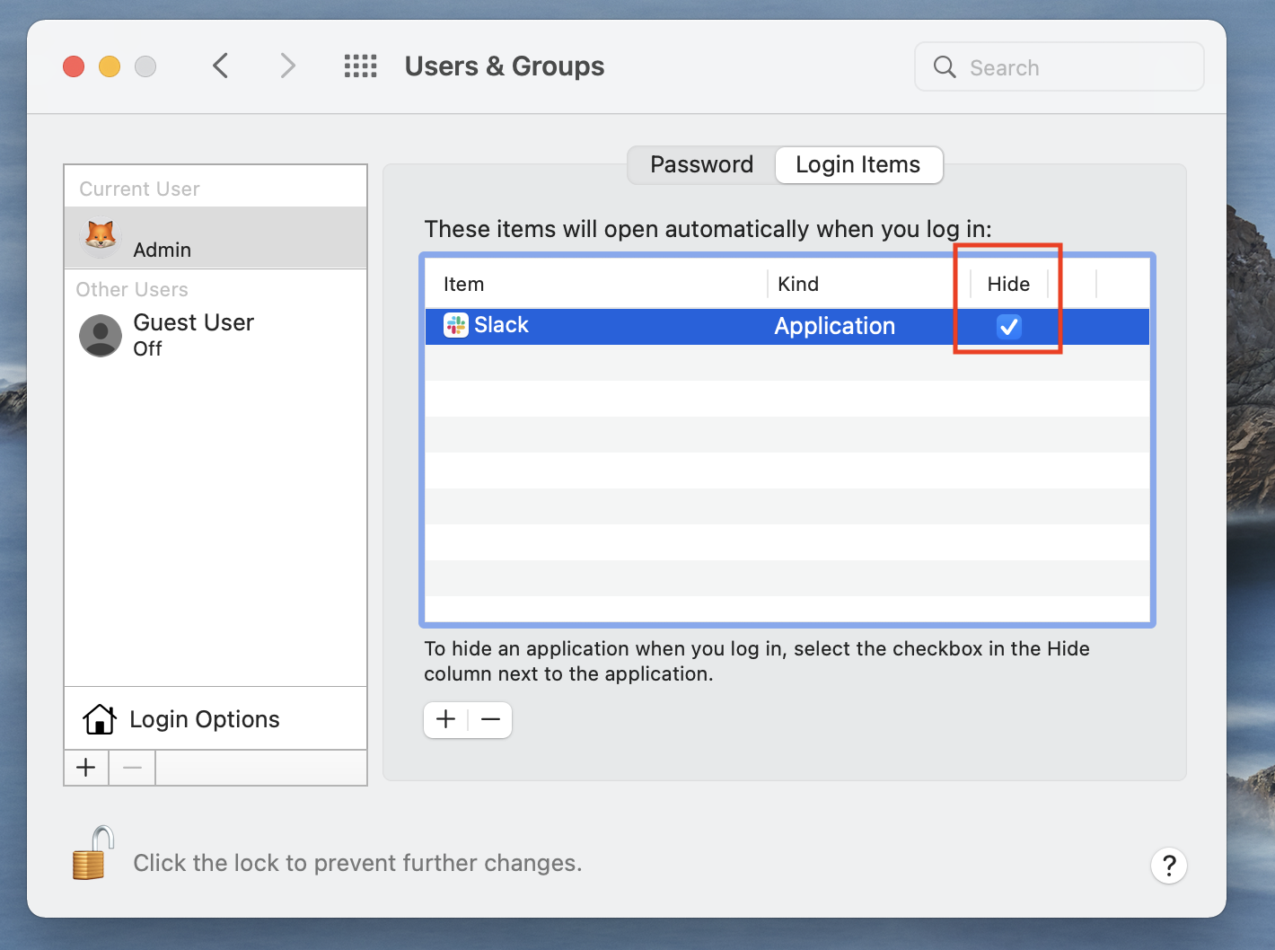 Hide Login Item Hide Login Item
