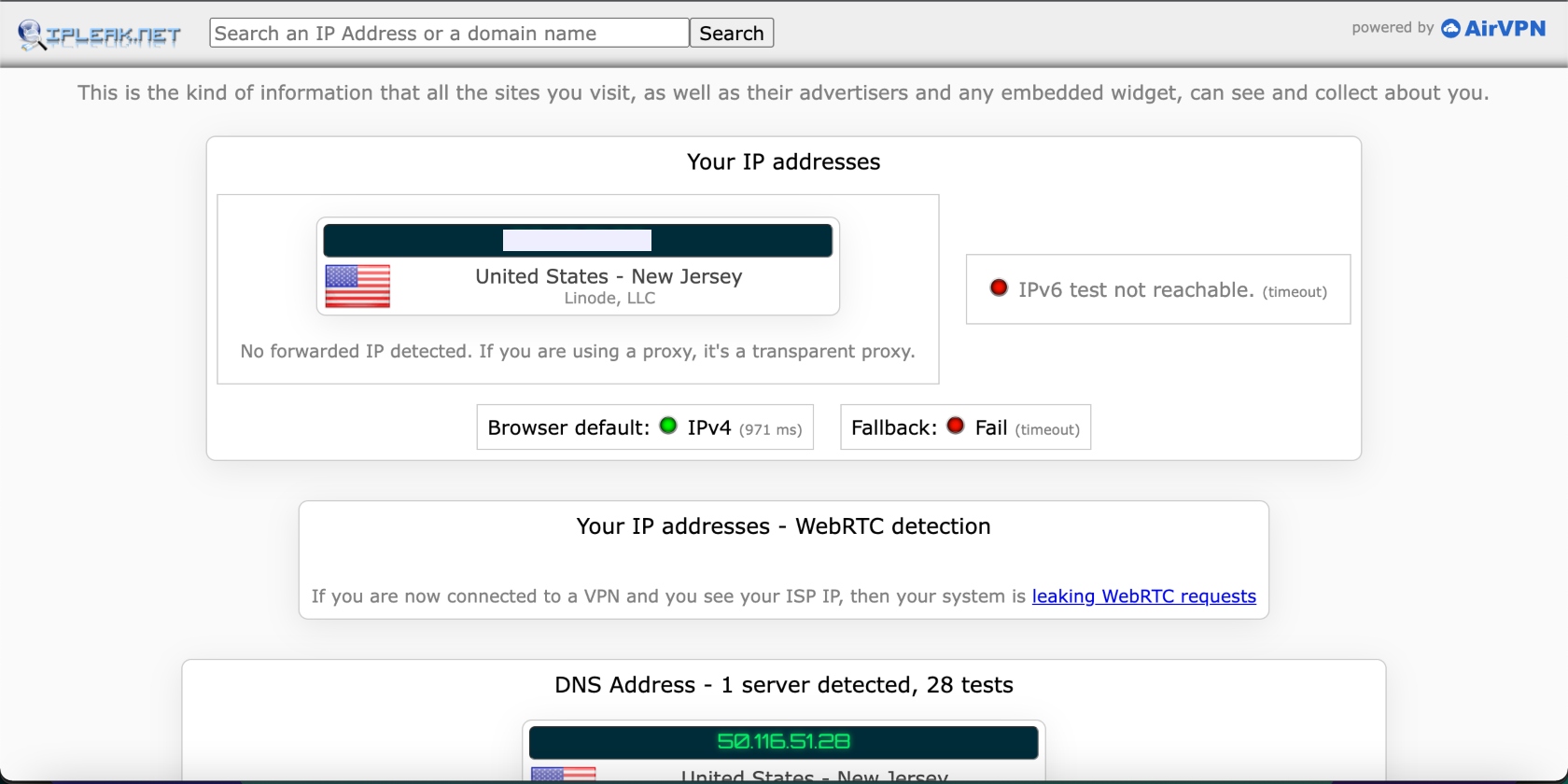 This browser screenshot shows how to check if VPN is working on your network by visiting IPLEAK.NET and running a scan for VPN leaks. This browser screenshot shows how to check if VPN is working on your network by visiting IPLEAK.NET and running a scan for VPN leaks.