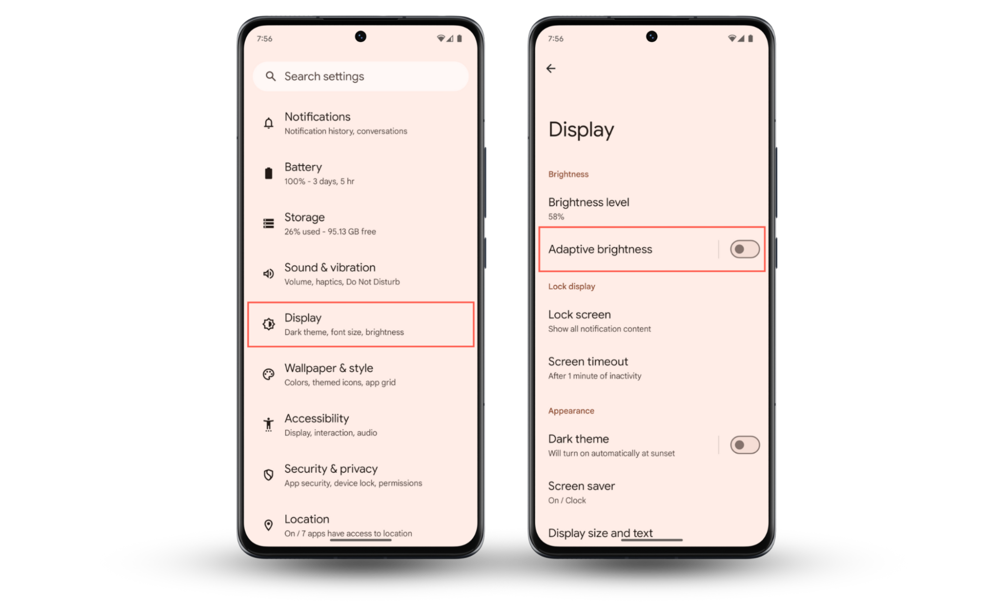 Screenshots that demonstrate how to disable adaptive-brightness on Android devices to fix flickering issues if your phone keeps glitching. Screenshots that demonstrate how to disable adaptive-brightness on Android devices to fix flickering issues if your phone keeps glitching.
