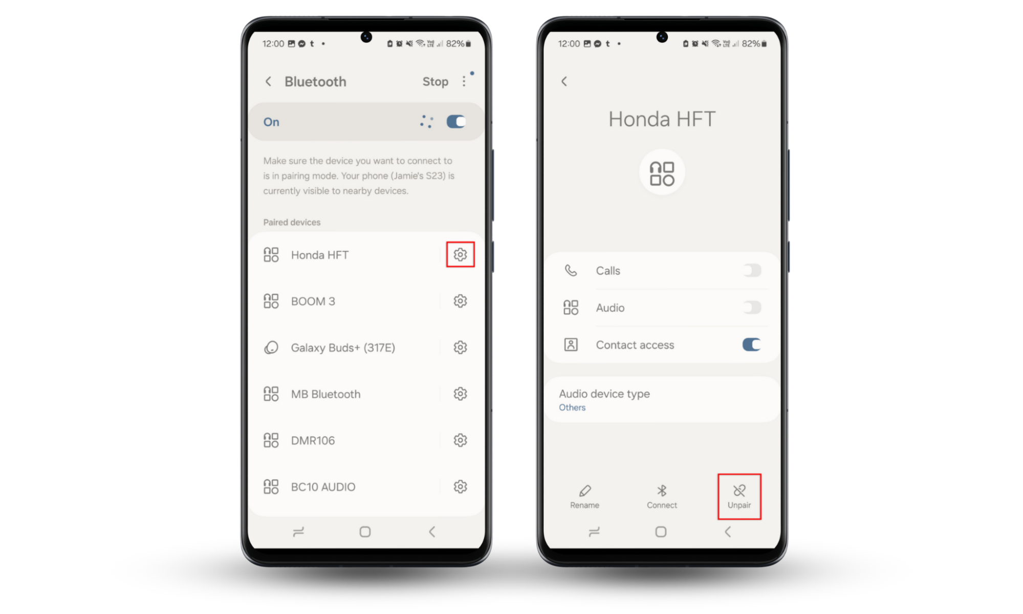 Unpair devices that you don't recognize in Bluetooth connections on your Android to prevent someone from spying through Bluetooth. Unpair devices that you don't recognize in Bluetooth connections on your Android to prevent someone from spying through Bluetooth.