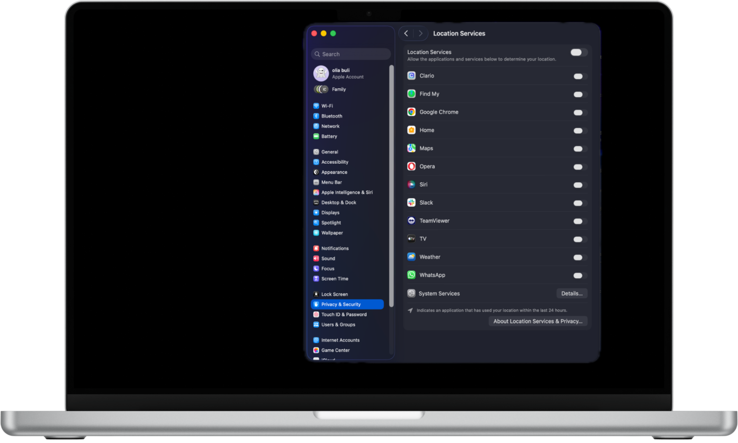 To adjust your apps’ location services, turn on/off the toggles next to each app. To adjust your apps’ location services, turn on/off the toggles next to each app.