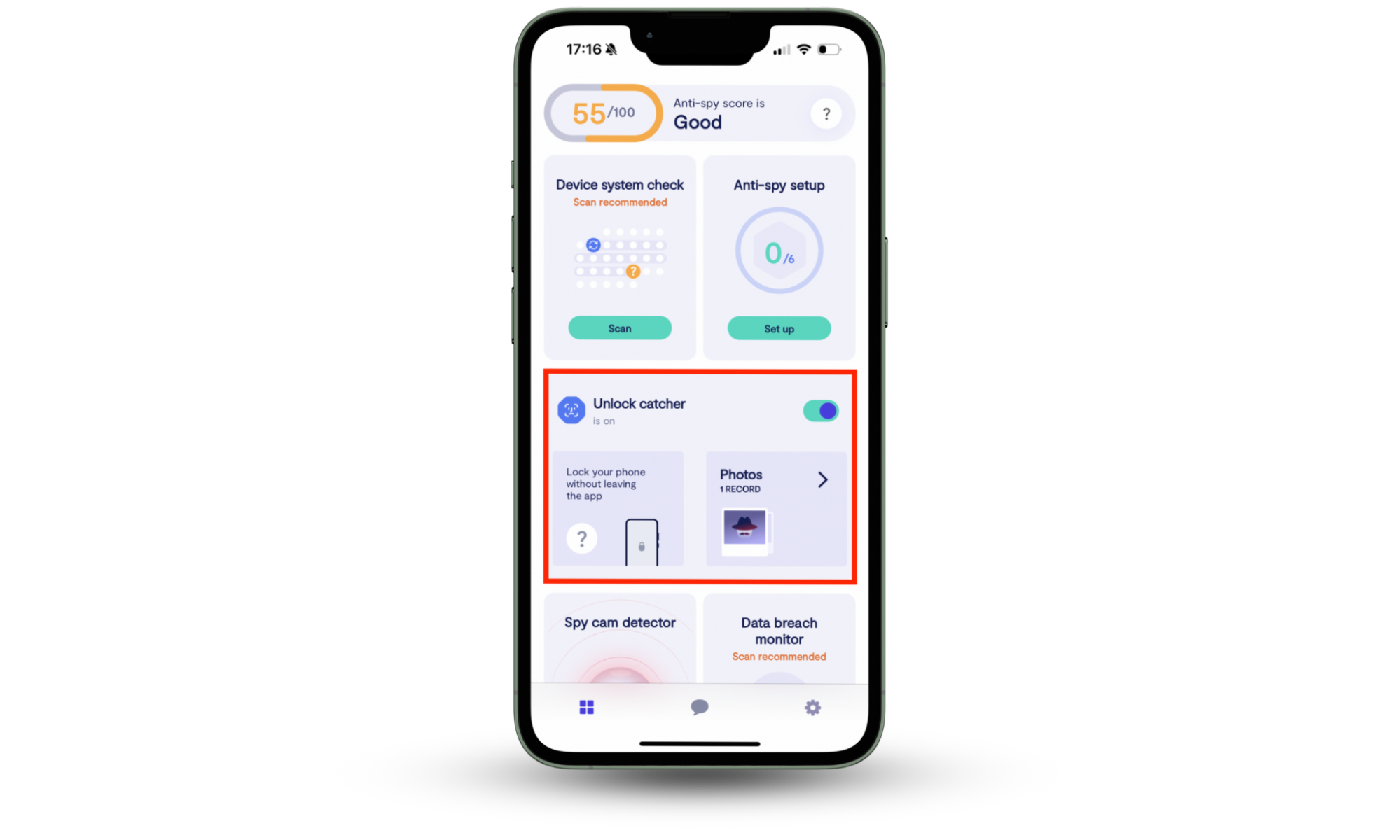 Clario Anti Spy's Unlock catcher, showing the user how to find out who's unlocking their phone. To know if your boyfriend is toxic, see if he's spying on you. Clario Anti Spy's Unlock catcher, showing the user how to find out who's unlocking their phone. To know if your boyfriend is toxic, see if he's spying on you.