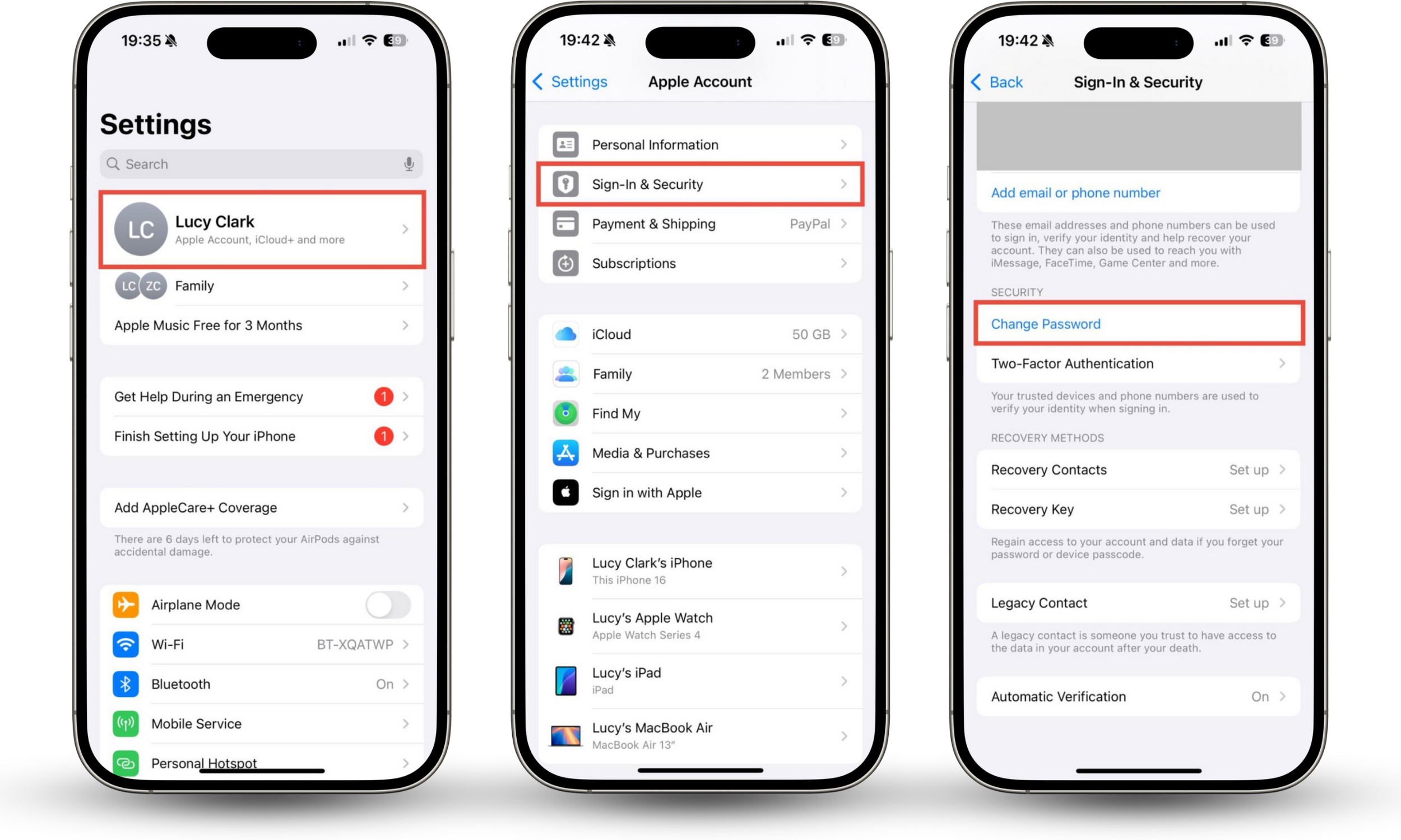 The steps needed to change an Apple Account password, using the Settings app on an iPhone. Know your iPhone is cloned? Change your password immediately. The steps needed to change an Apple Account password, using the Settings app on an iPhone. Know your iPhone is cloned? Change your password immediately.