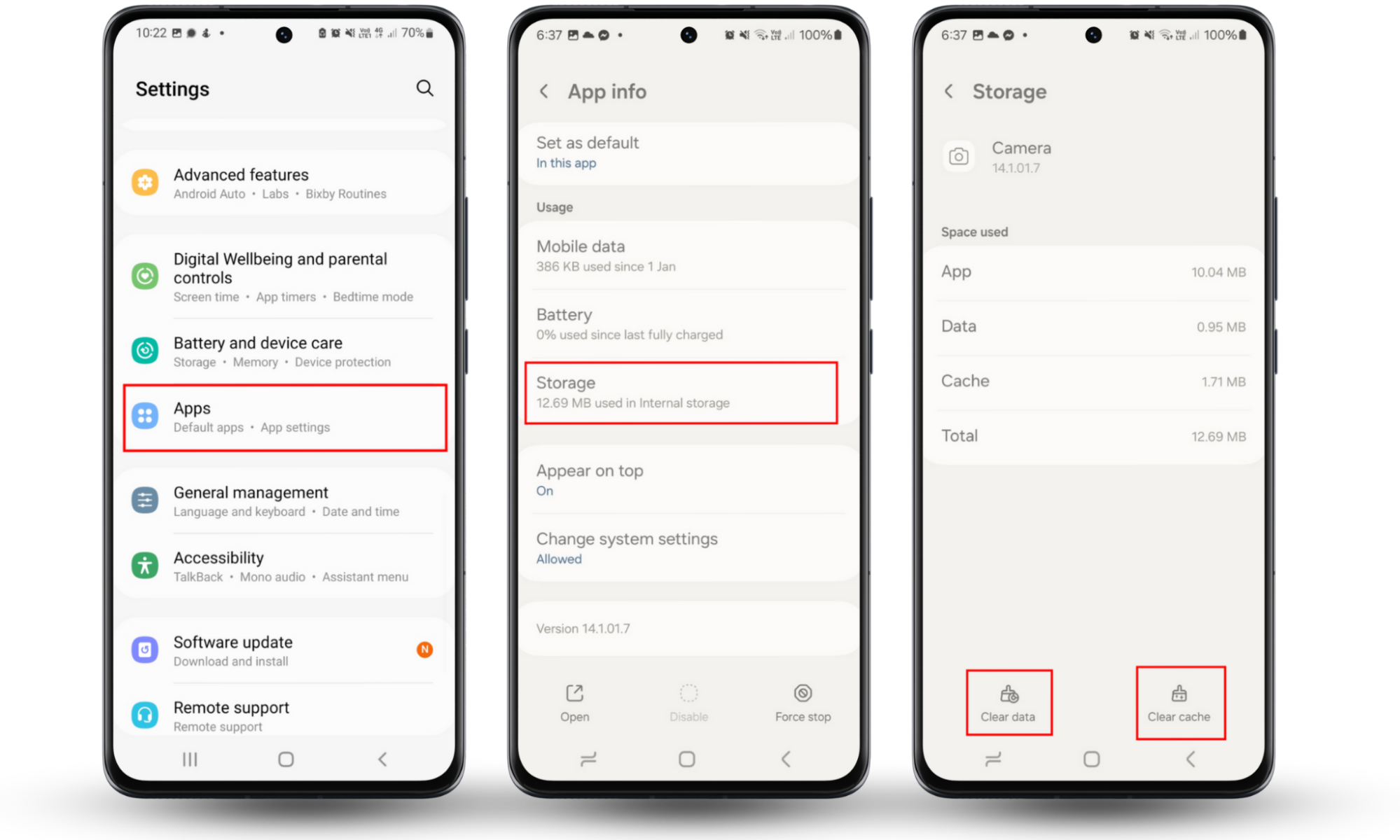 If your Android is making weird noises, clear your app's cache and data. Open Settings > Apps, choose your app, press Storage and tap Clear data and Clear cache. If your Android is making weird noises, clear your app's cache and data. Open Settings > Apps, choose your app, press Storage and tap Clear data and Clear cache.