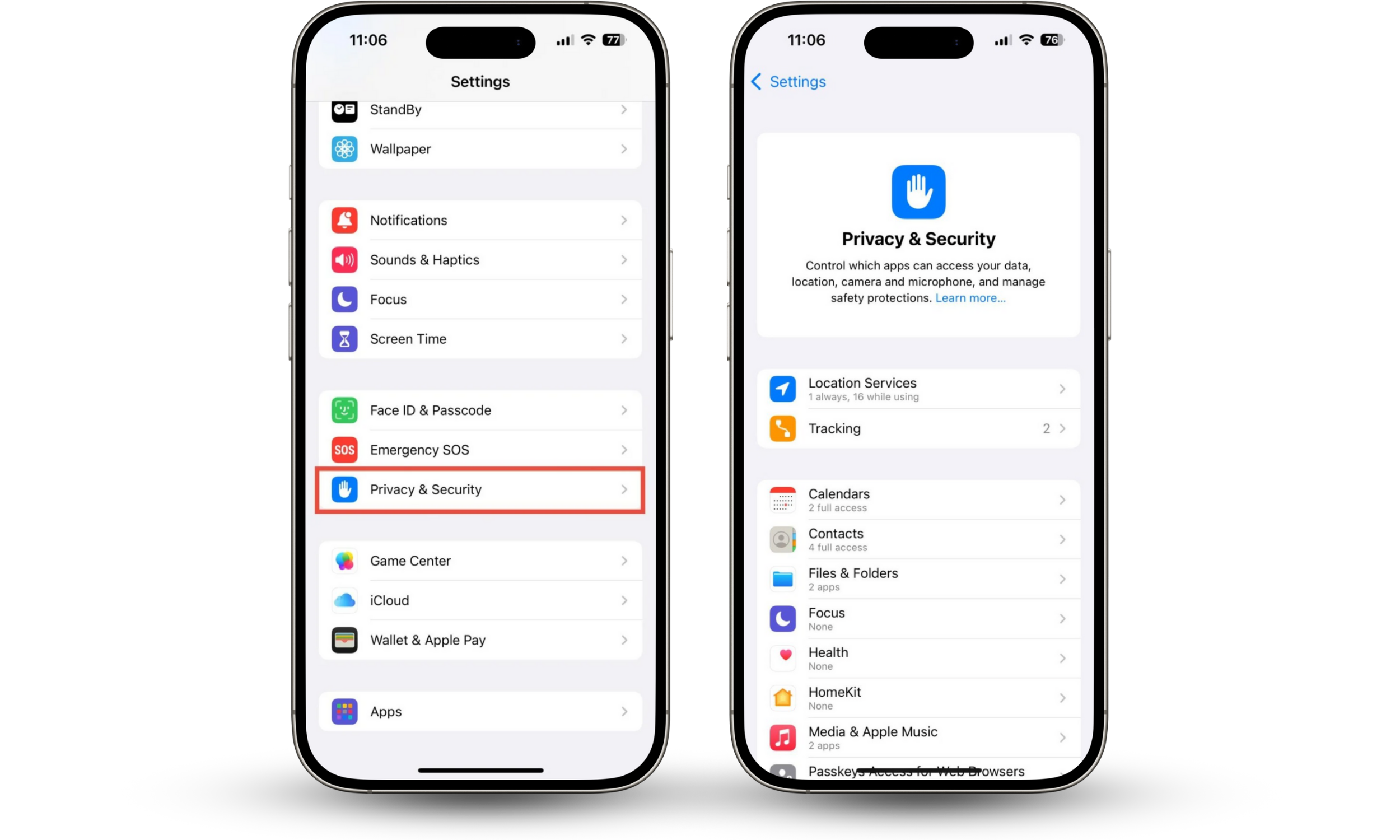 Check app permissions on your iPhone to know if your phone is linked to another device.