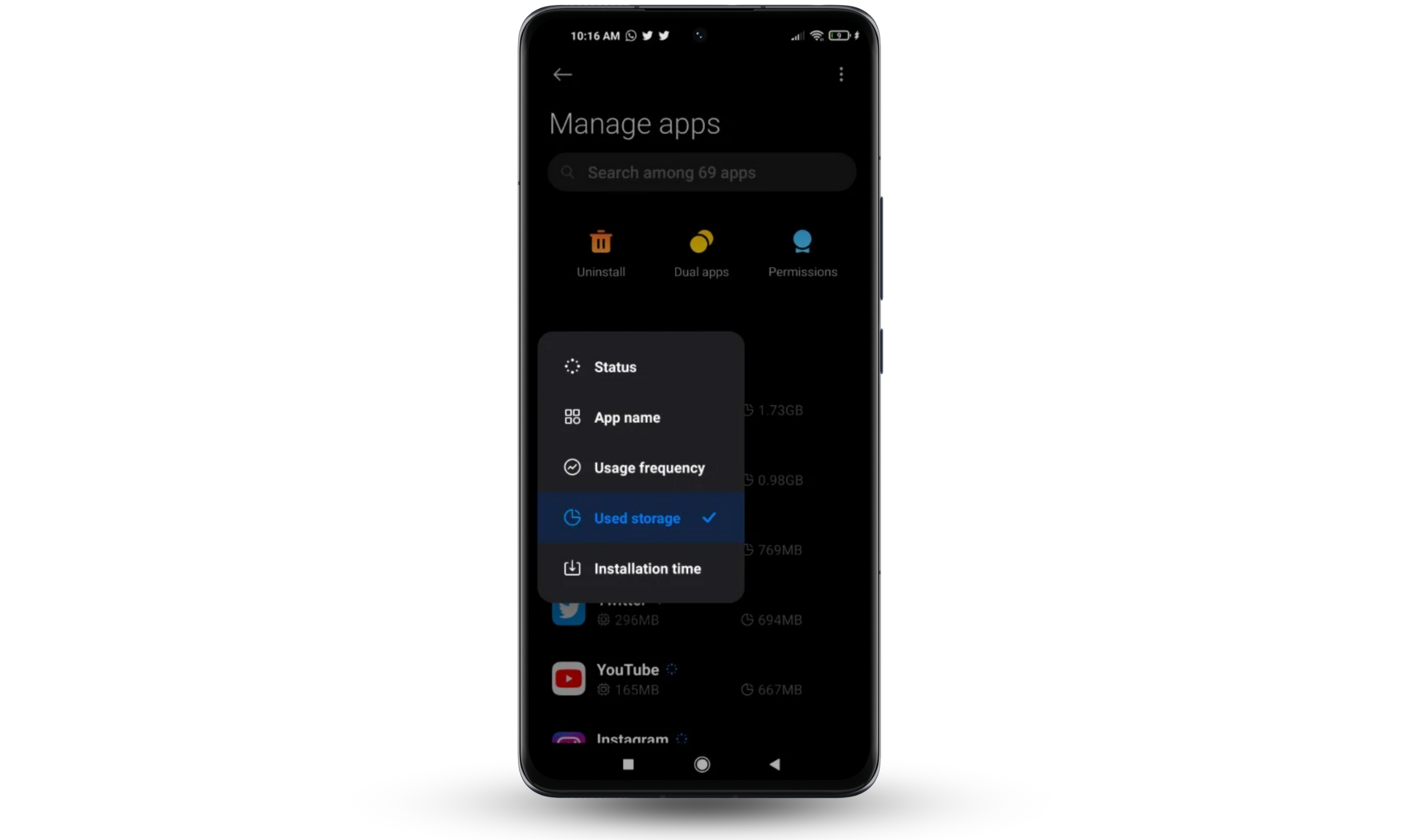 These Android screenshots show how to detect malicious apps on your phone by sorting apps by storage size via Manage Apps in Settings. These Android screenshots show how to detect malicious apps on your phone by sorting apps by storage size via Manage Apps in Settings.