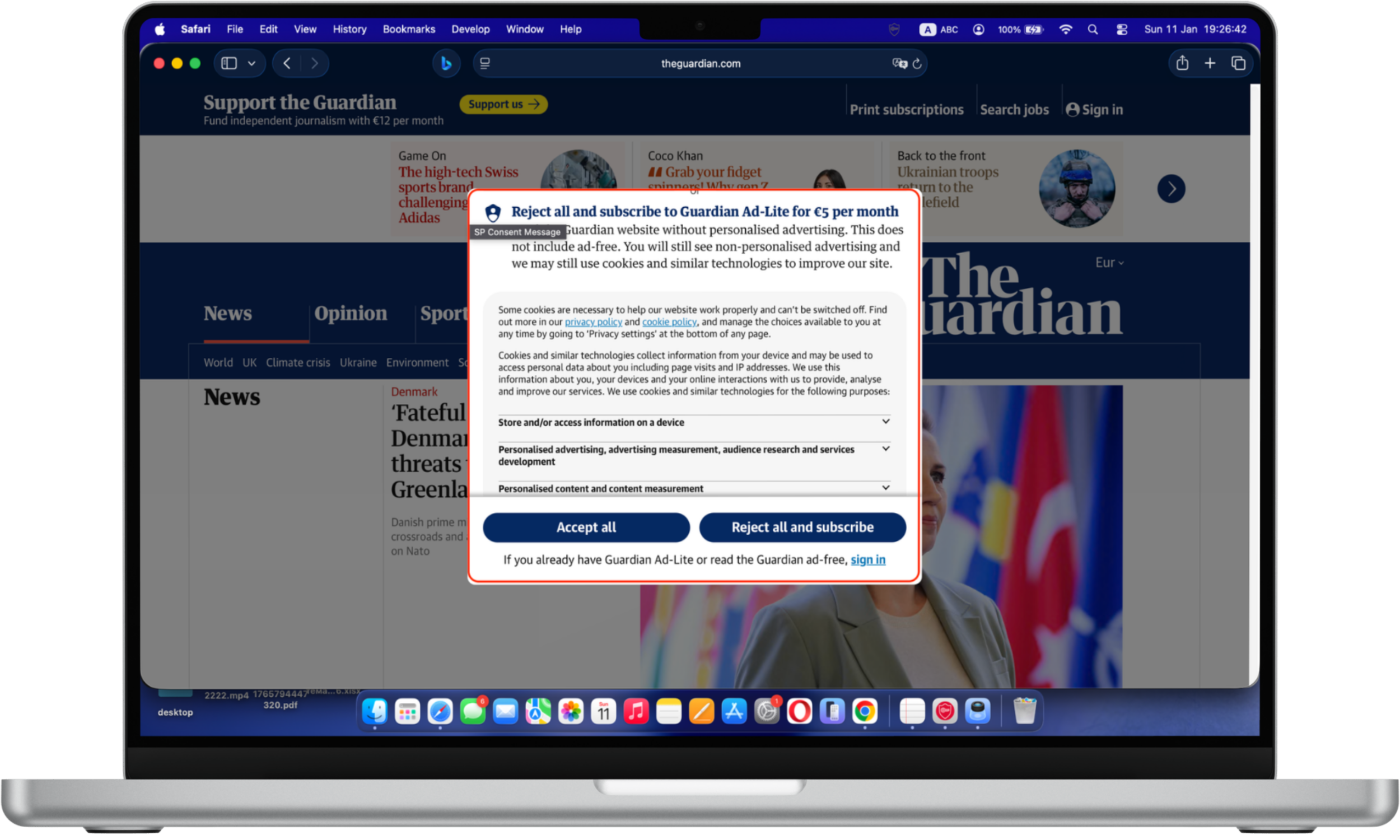 Cookie consent pop-up illustrating a dark pattern, where the accept option is visually emphasized over alternative privacy choices. Cookie consent pop-up illustrating a dark pattern, where the accept option is visually emphasized over alternative privacy choices.