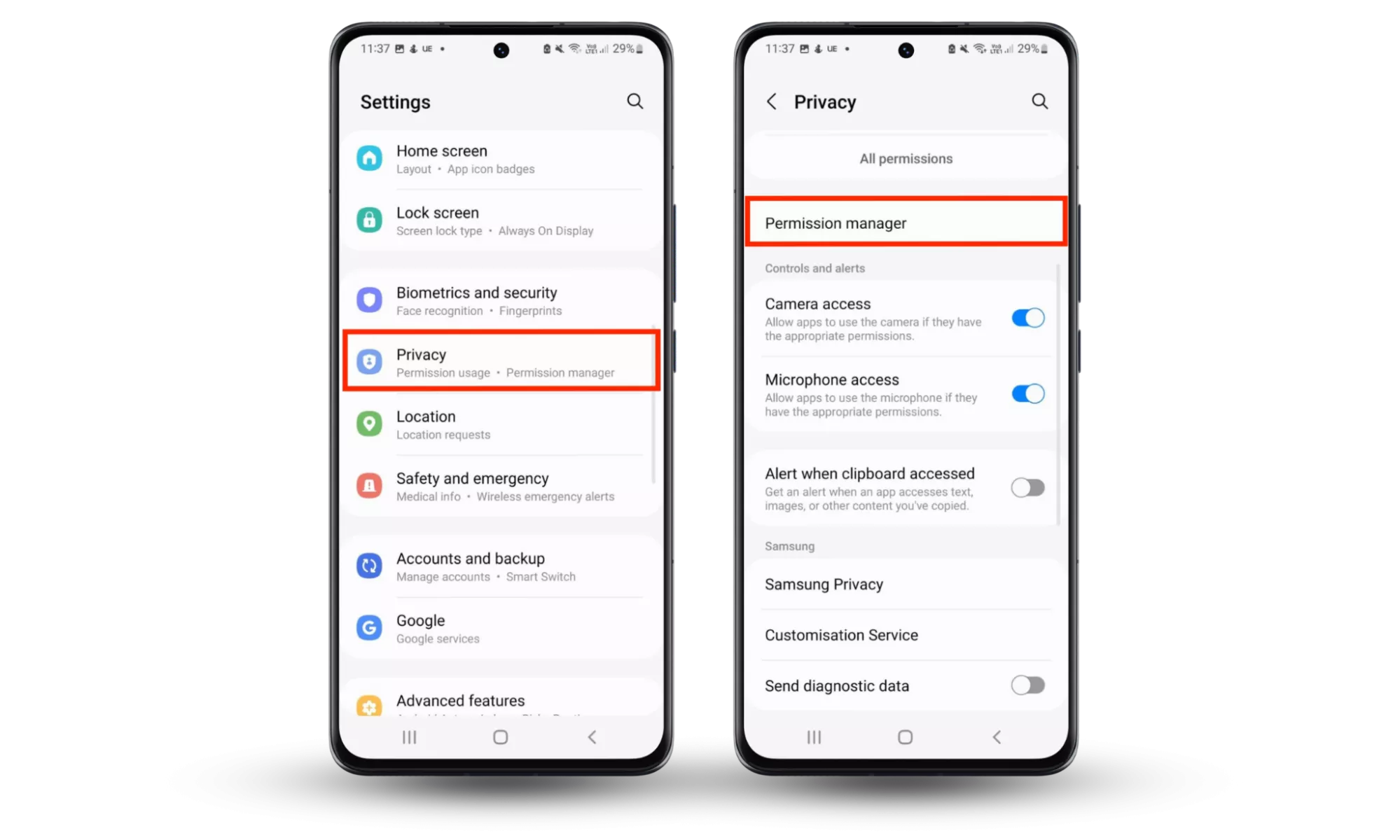 Android app permission settings with Don’t allow option selected