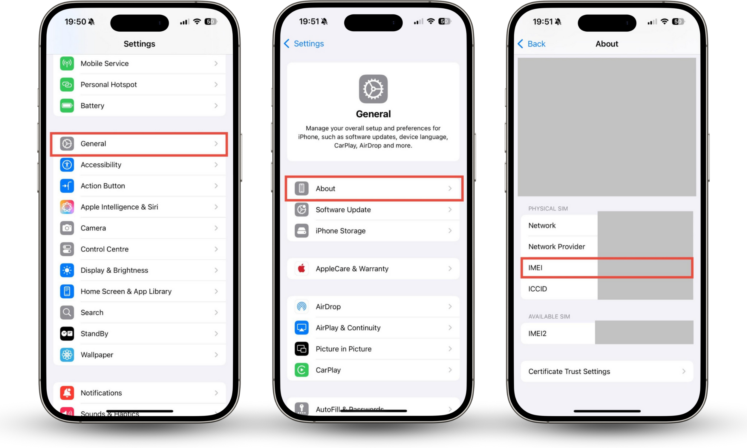 The Settings app on an iPhone, showing how to find the device's IMEI number. To find out if your phone is cloned, ask your cell provider if your IMEI number is unique. The Settings app on an iPhone, showing how to find the device's IMEI number. To find out if your phone is cloned, ask your cell provider if your IMEI number is unique.