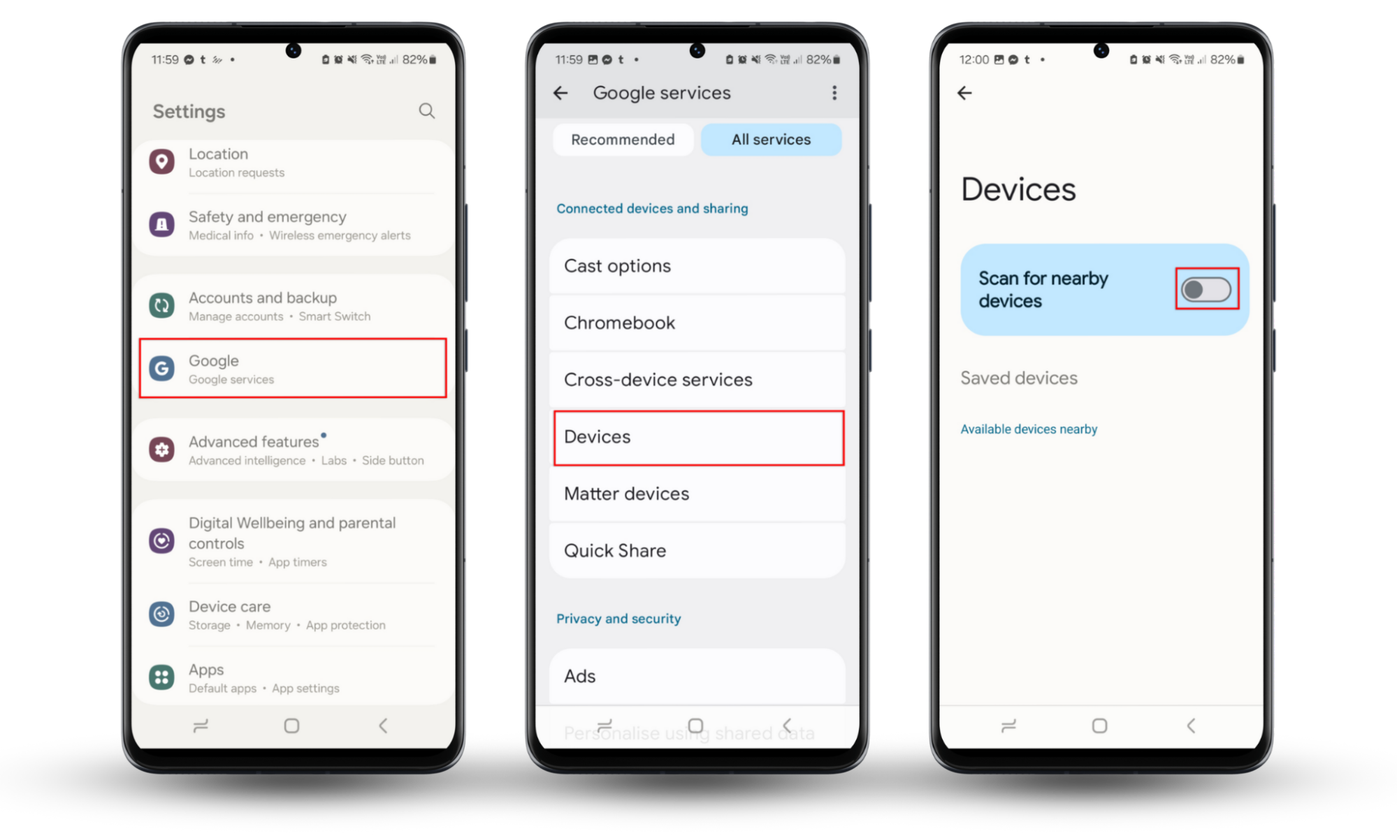 Toggle off device sharing on your Android device to prevent someone from spying through Bluetooth. Toggle off device sharing on your Android device to prevent someone from spying through Bluetooth.