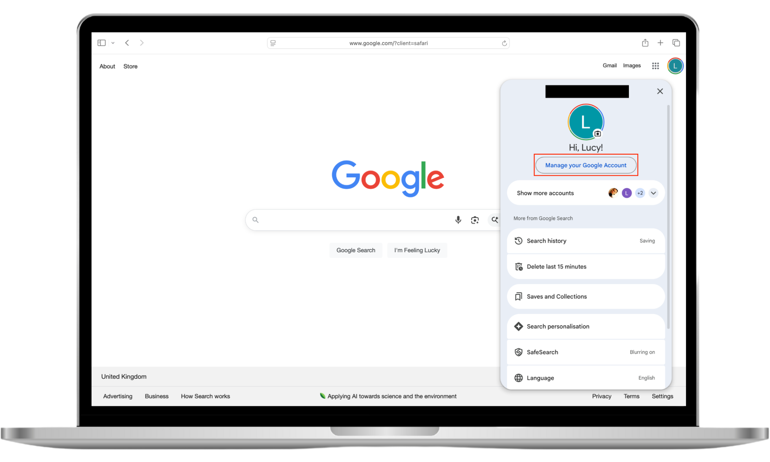 The Google website, with Manage your Google Account highlighted. To refuse your wife access to your text messages through Google Account backups, set up 2FA. The Google website, with Manage your Google Account highlighted. To refuse your wife access to your text messages through Google Account backups, set up 2FA.