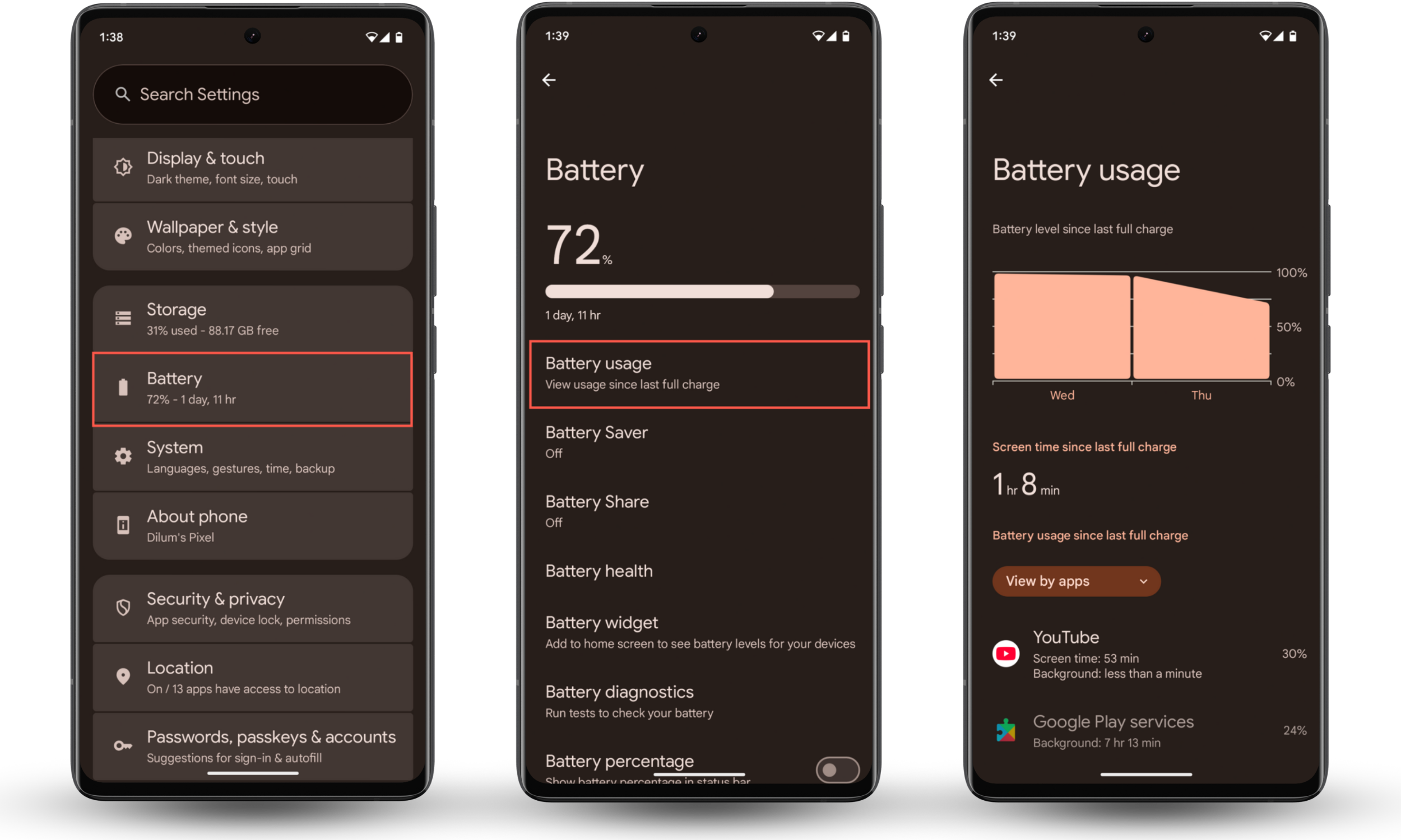 The Battery section in the Settings app on Android which shows battery usage stats. When you want to know how to detect WebWatcher on Android, monitoring battery usage will help you figure out if an app is constantly running in the background when it shouldn't be. The Battery section in the Settings app on Android which shows battery usage stats. When you want to know how to detect WebWatcher on Android, monitoring battery usage will help you figure out if an app is constantly running in the background when it shouldn't be.