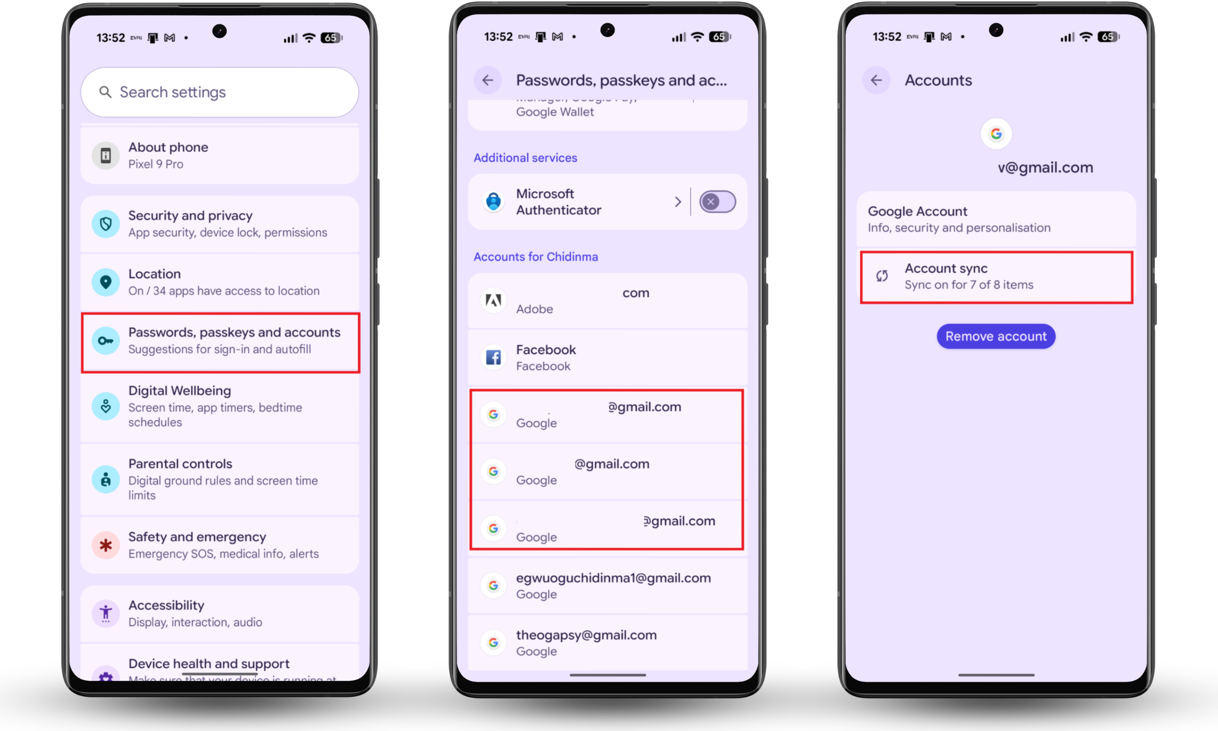 Checking shared Google accounts on Android to stop contacts syncing with another phone
