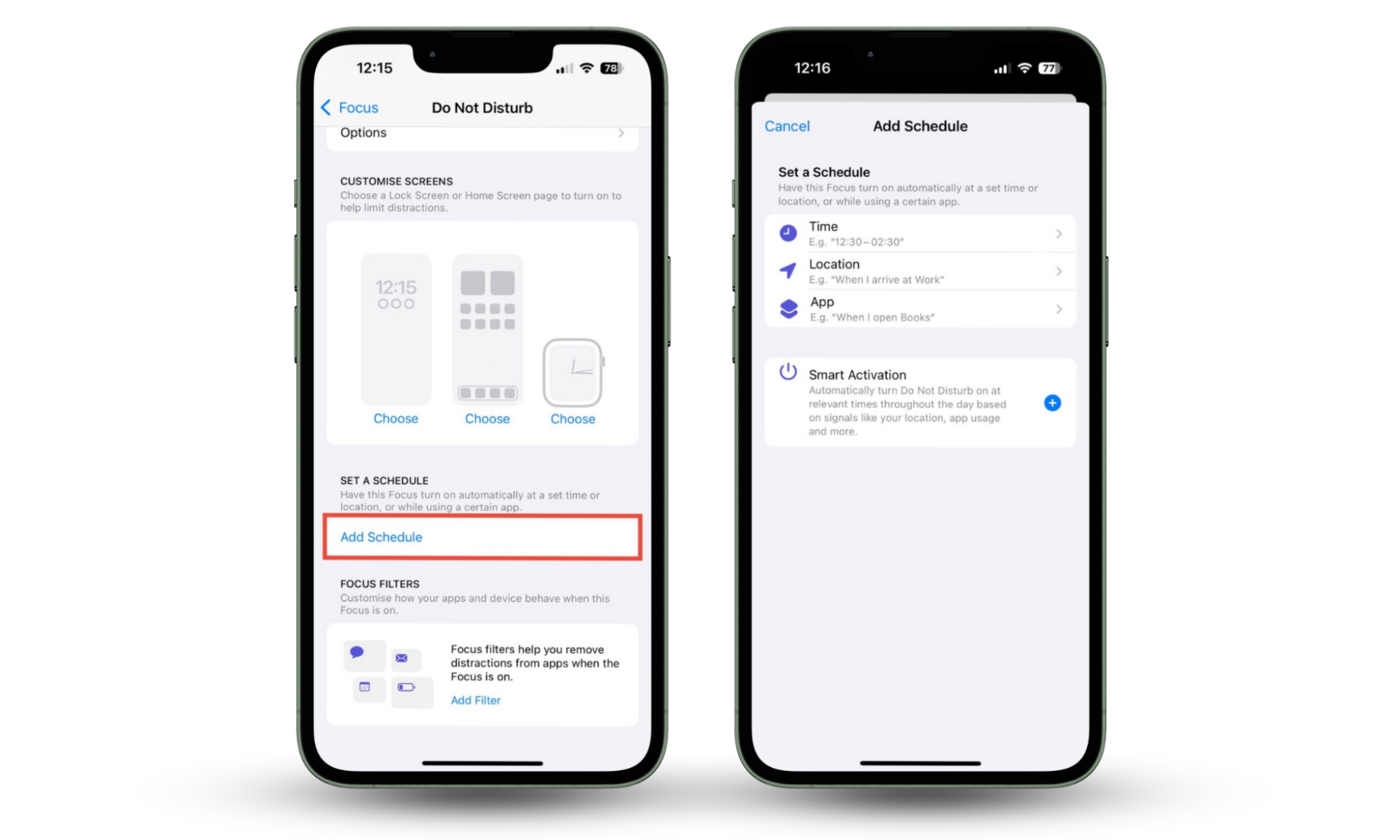 An iPhone showing the Do Not Disturb menu and scheduling Focus Mode. This is a simple way to mute calls on iPhone temporarily. An iPhone showing the Do Not Disturb menu and scheduling Focus Mode. This is a simple way to mute calls on iPhone temporarily.