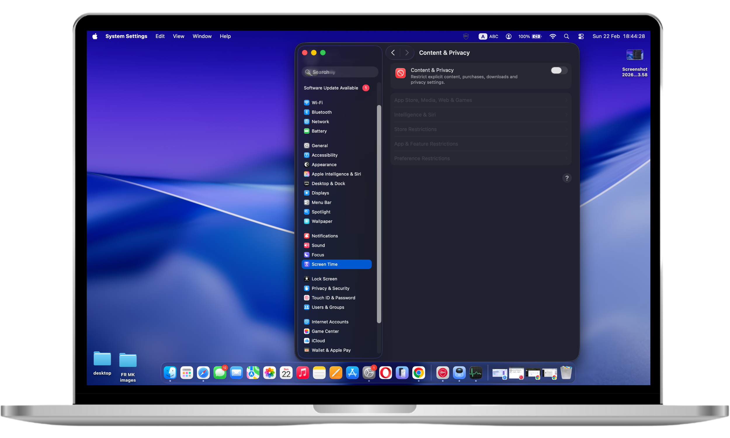 Mac Screen Time settings window showing the Turn On button selected to activate usage and privacy controls.
