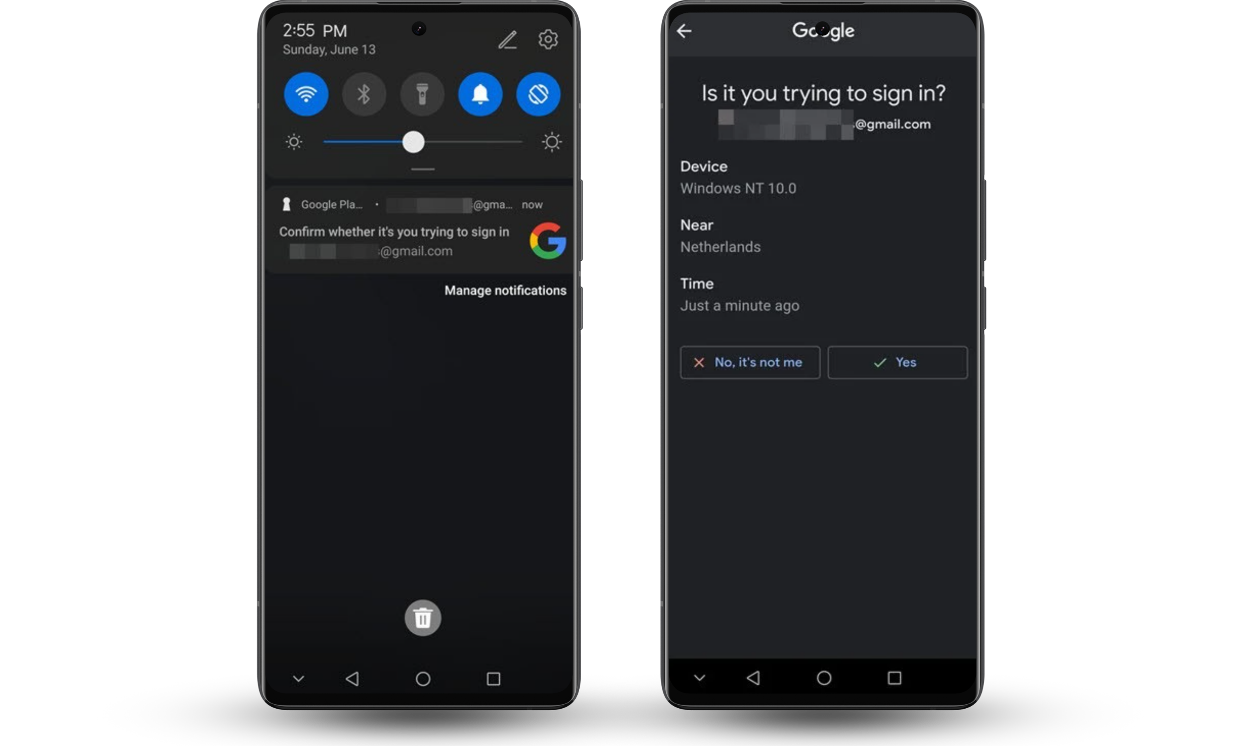 Google notification about the attempt to log into your account from a new device Google notification about the attempt to log into your account from a new device