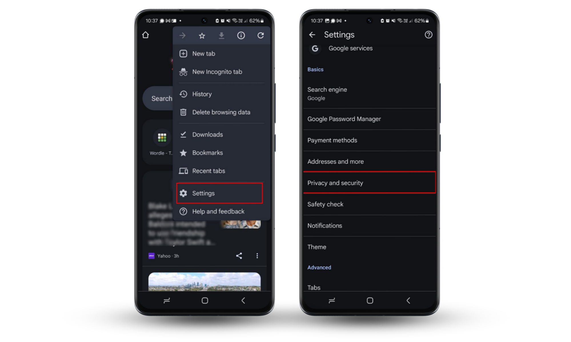 To access Chrome's browsing data deletion menu to speed up your Android phone, go to Settings, Privacy and security, Delete browsing data. To access Chrome's browsing data deletion menu to speed up your Android phone, go to Settings, Privacy and security, Delete browsing data.