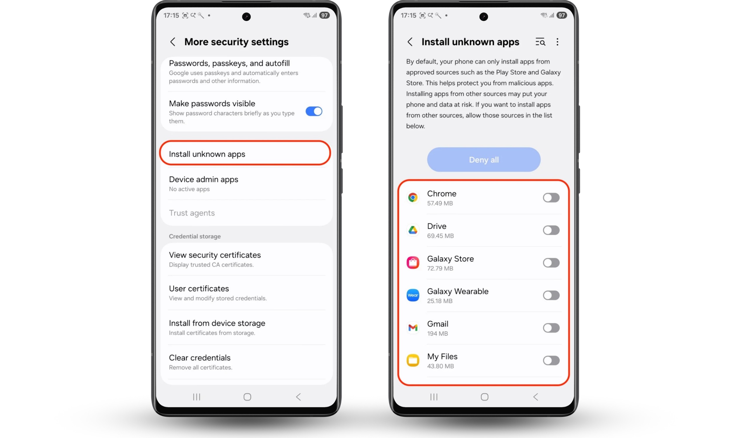 To control unknown app installations on Android, open Install unknown apps settings and review which apps are allowed to install APK files. To control unknown app installations on Android, open Install unknown apps settings and review which apps are allowed to install APK files.