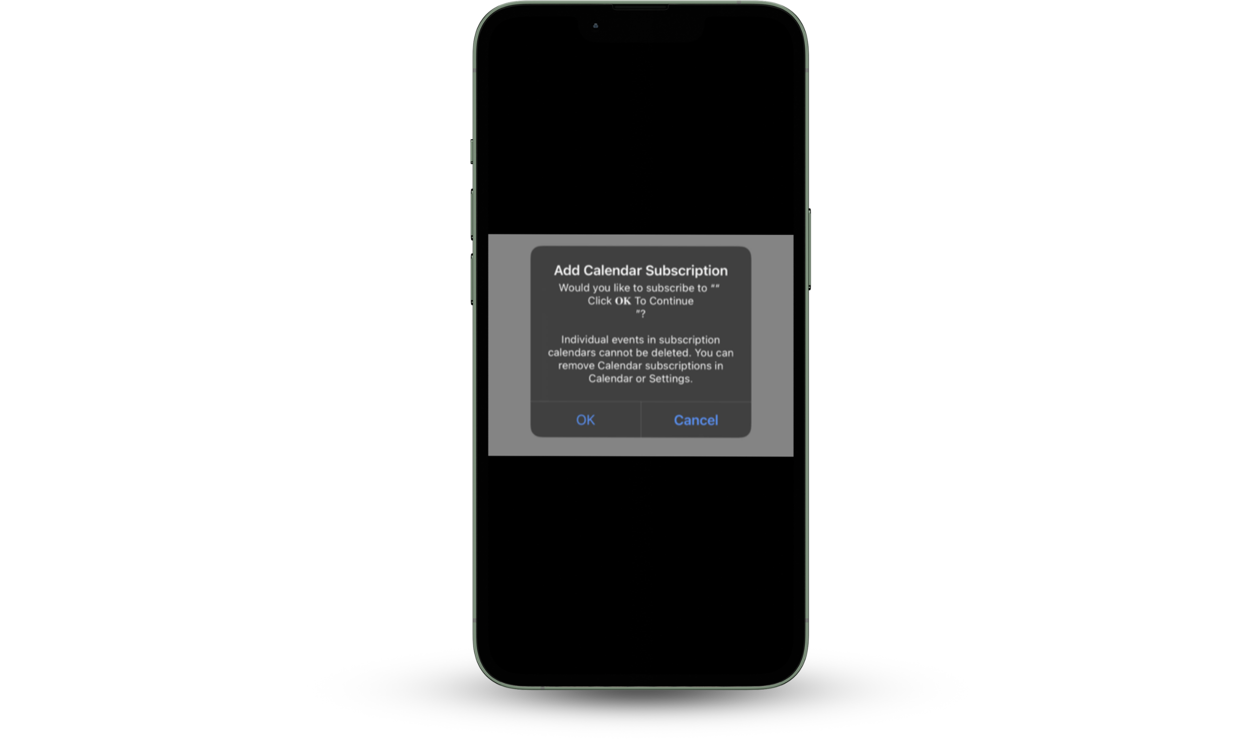Sample iPhone calendar invite pop-ups by hackers