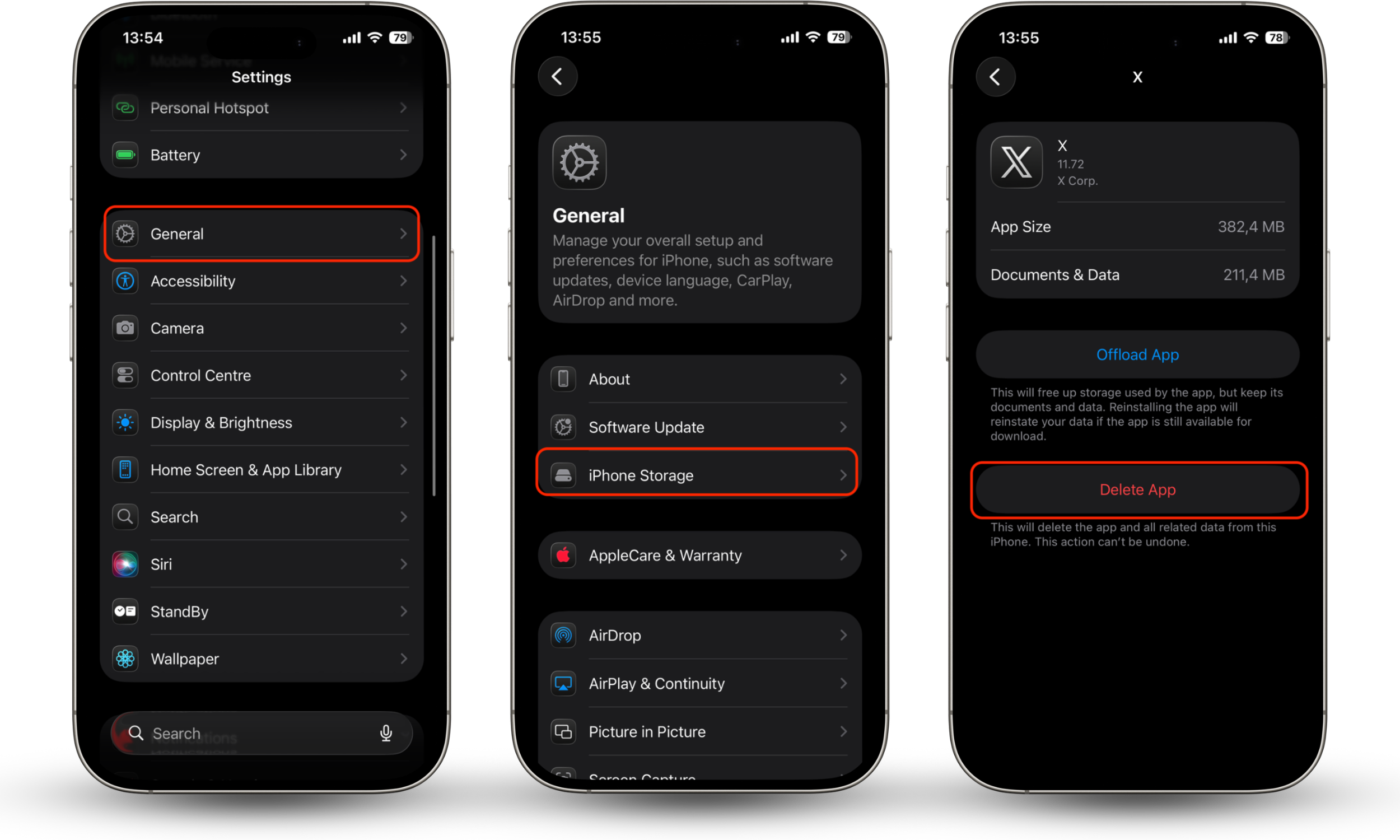 Deleting unwanted apps through iPhone Storage settings to remove junkware on iOS