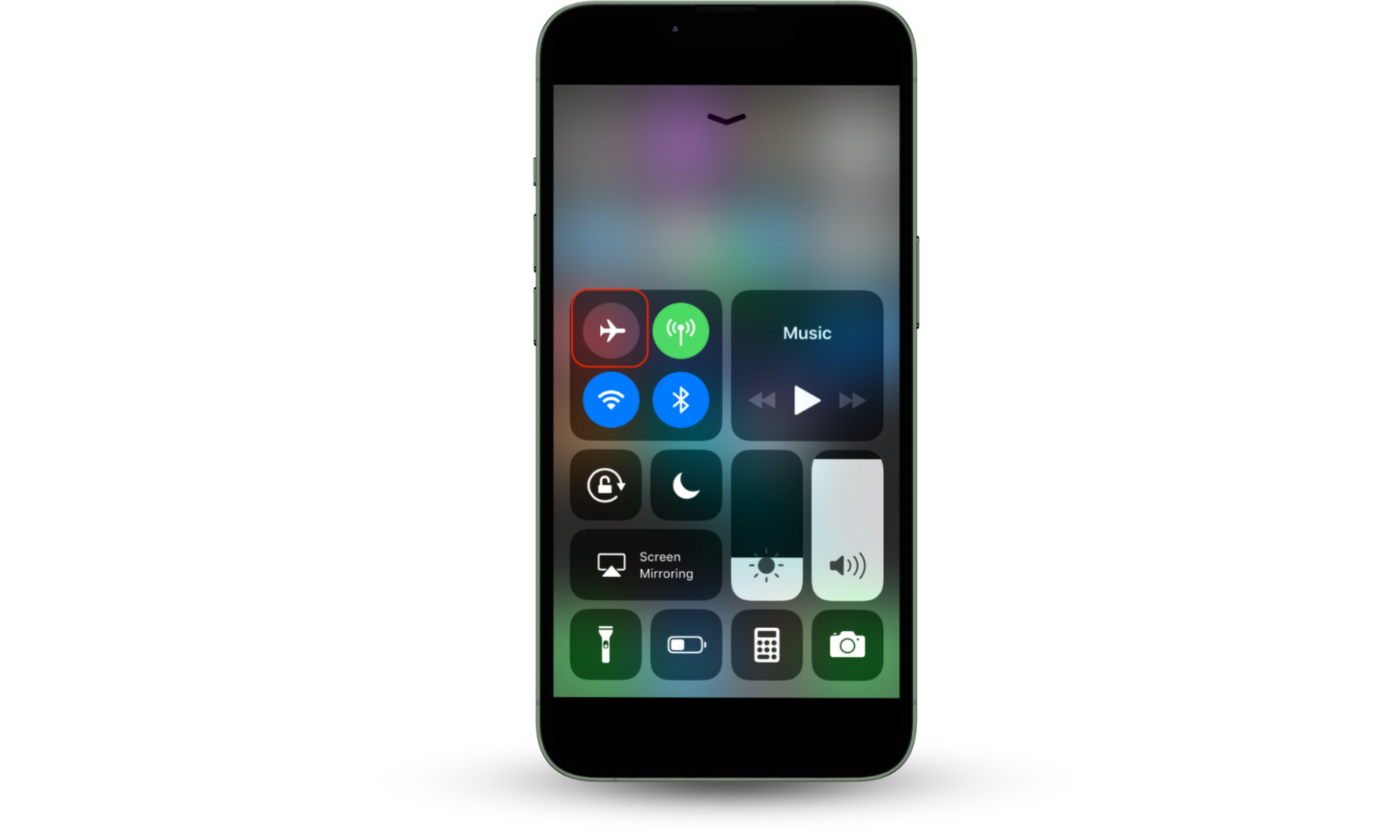 iPhone Control Center showing Airplane Mode being turned on to quickly pause your location on Life360 without it showing. iPhone Control Center showing Airplane Mode being turned on to quickly pause your location on Life360 without it showing.