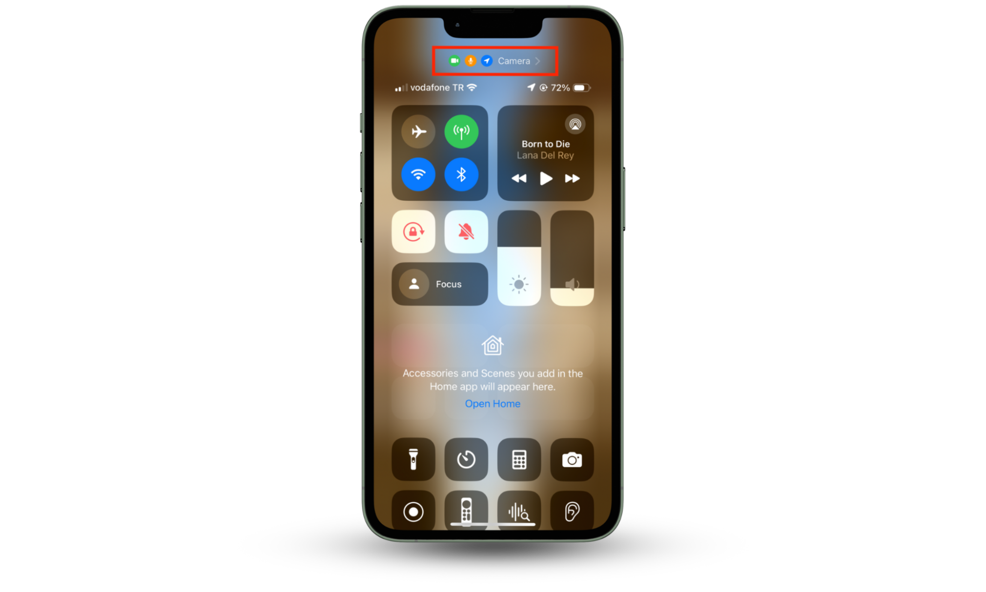 Image showing an iPhone’s Control Center. The Control Center contains answers for users wondering what the green dot means on iPhone. Image showing an iPhone’s Control Center. The Control Center contains answers for users wondering what the green dot means on iPhone.