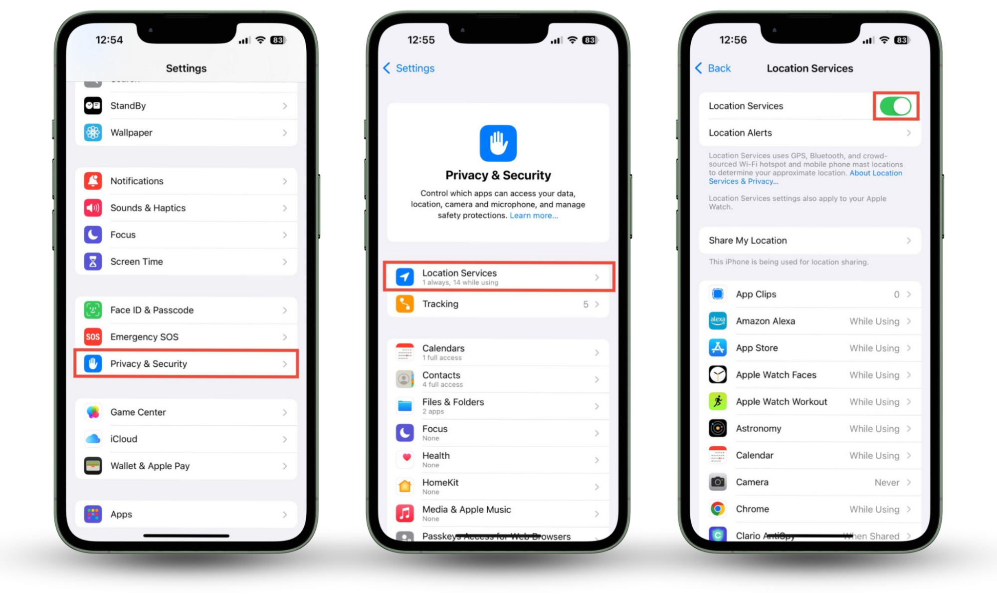 The steps needed to turn Location services off on your iPhone. If your phone temperature is very high, disabling location services may help. The steps needed to turn Location services off on your iPhone. If your phone temperature is very high, disabling location services may help.