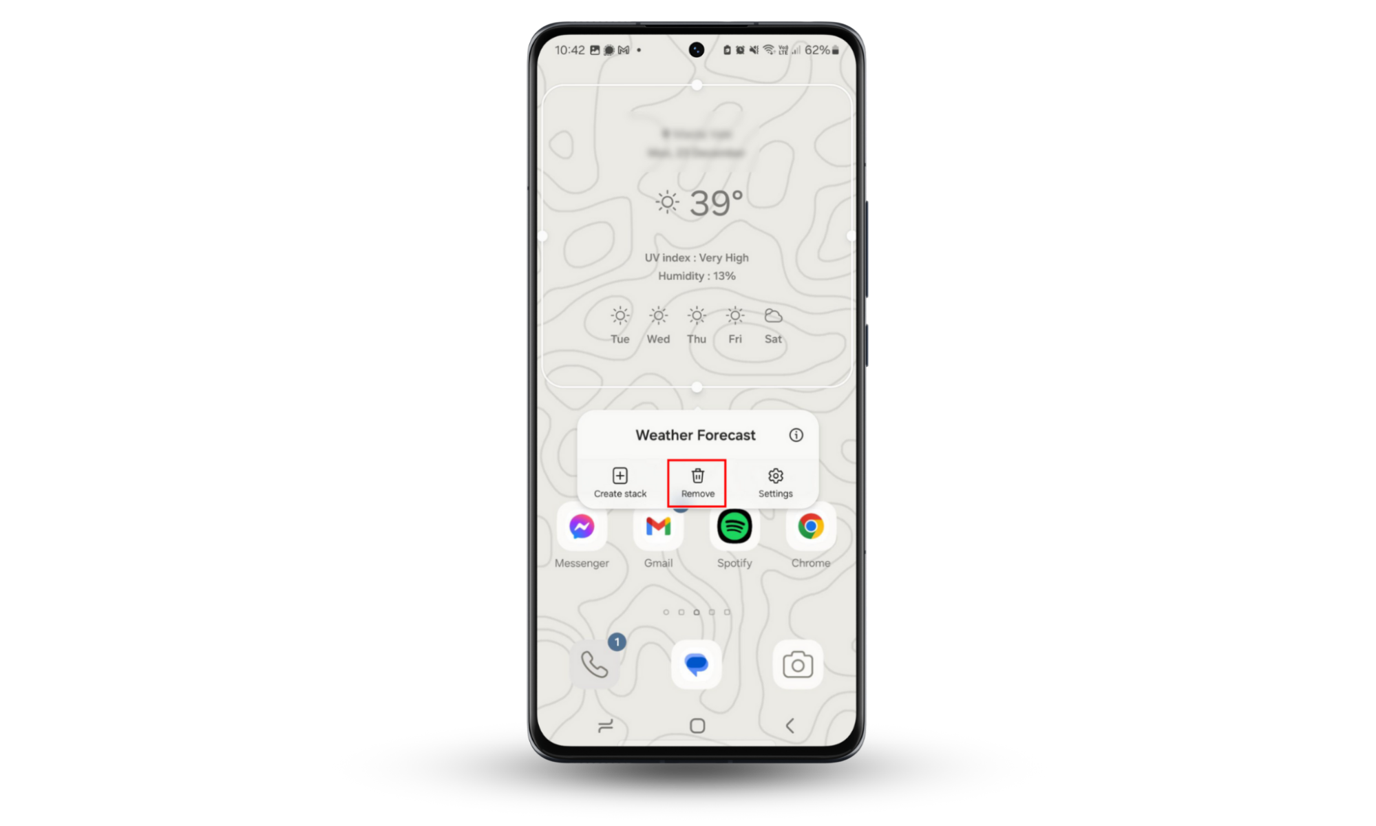 Android's home screen showing how to select and remove widgets to speed up your Android phone. Android's home screen showing how to select and remove widgets to speed up your Android phone.