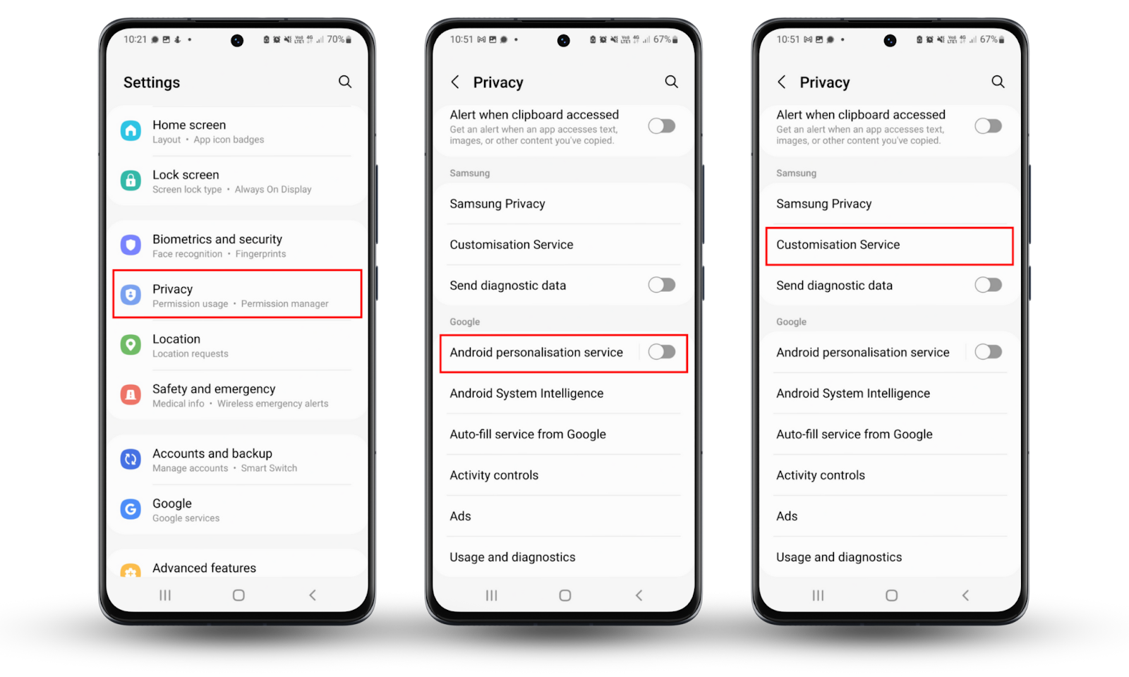 If you're worried that Someone Can Track your Phone Without your SIM, block personalized ads on Android. Open Settings on your Android device, then select Privacy. Toggle off the Android personalization service, then tap Customization Service. If you're worried that Someone Can Track your Phone Without your SIM, block personalized ads on Android. Open Settings on your Android device, then select Privacy. Toggle off the Android personalization service, then tap Customization Service.
