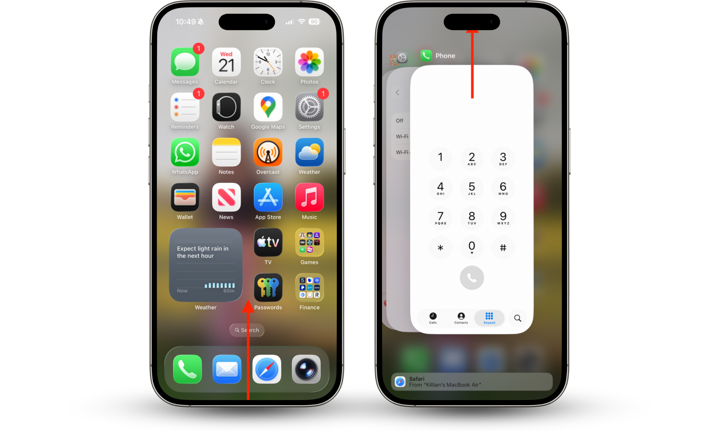 The App Switcher on iPhone showing all apps running in the background. To avoid iPhone overheating, swipe up on potentially stuck or problematic apps to force quit them.