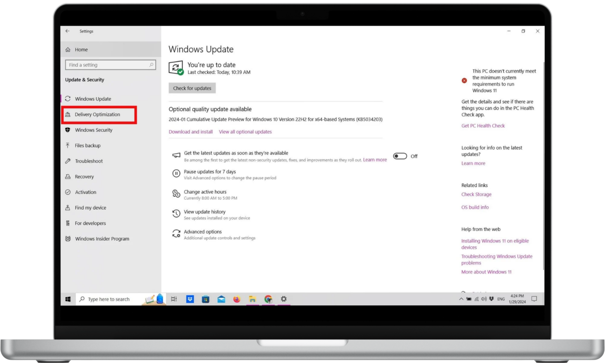 Updates & Security homepage in Windows 10 Settings. Updates & Security homepage in Windows 10 Settings.