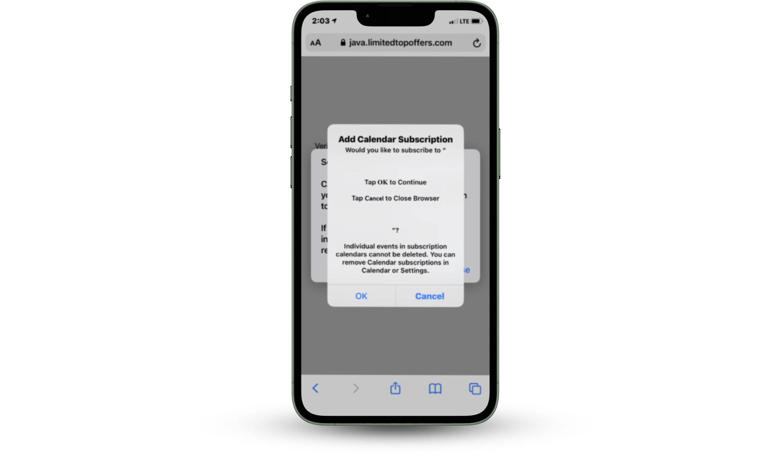 Fraudulent iPhone notification impersonating Apple Inc. alerting the user to a fake account issue and prompting interaction with a malicious link or message