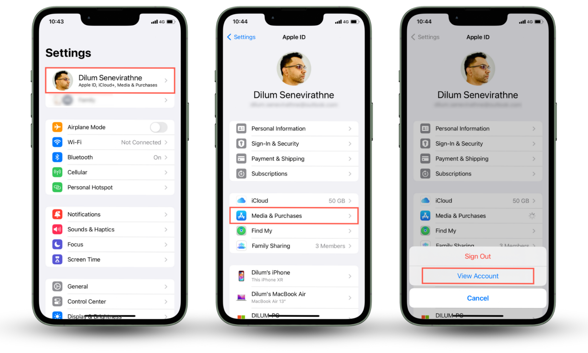 Screenshots that demonstrate how to access the hidden purchases list within your Apple ID to uncover hidden apps on an iPhone. Screenshots that demonstrate how to access the hidden purchases list within your Apple ID to uncover hidden apps on an iPhone.