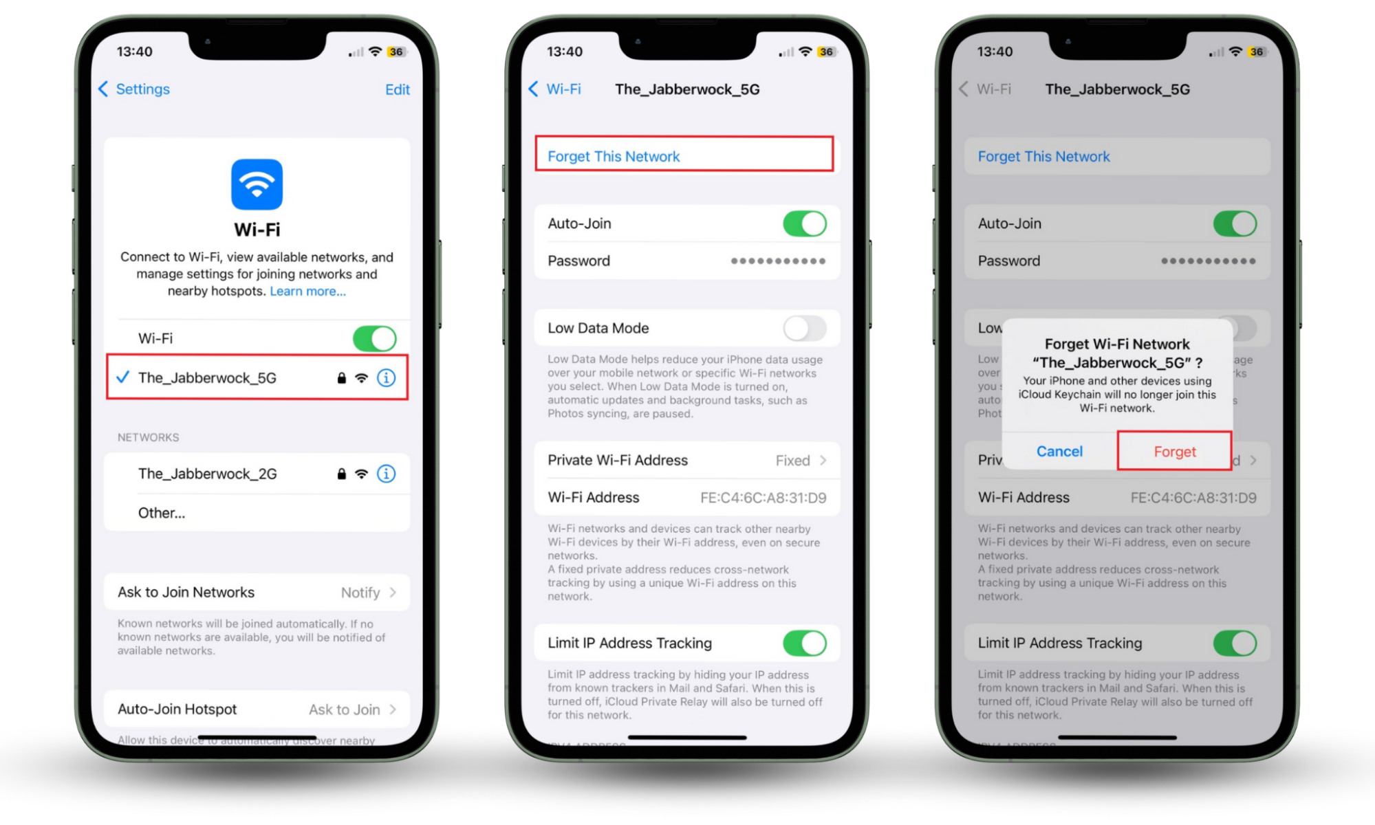 Forgetting a Wi-Fi network in iPhone settings to fix iPhone unable to check for update an error occurred. Forgetting a Wi-Fi network in iPhone settings to fix iPhone unable to check for update an error occurred.