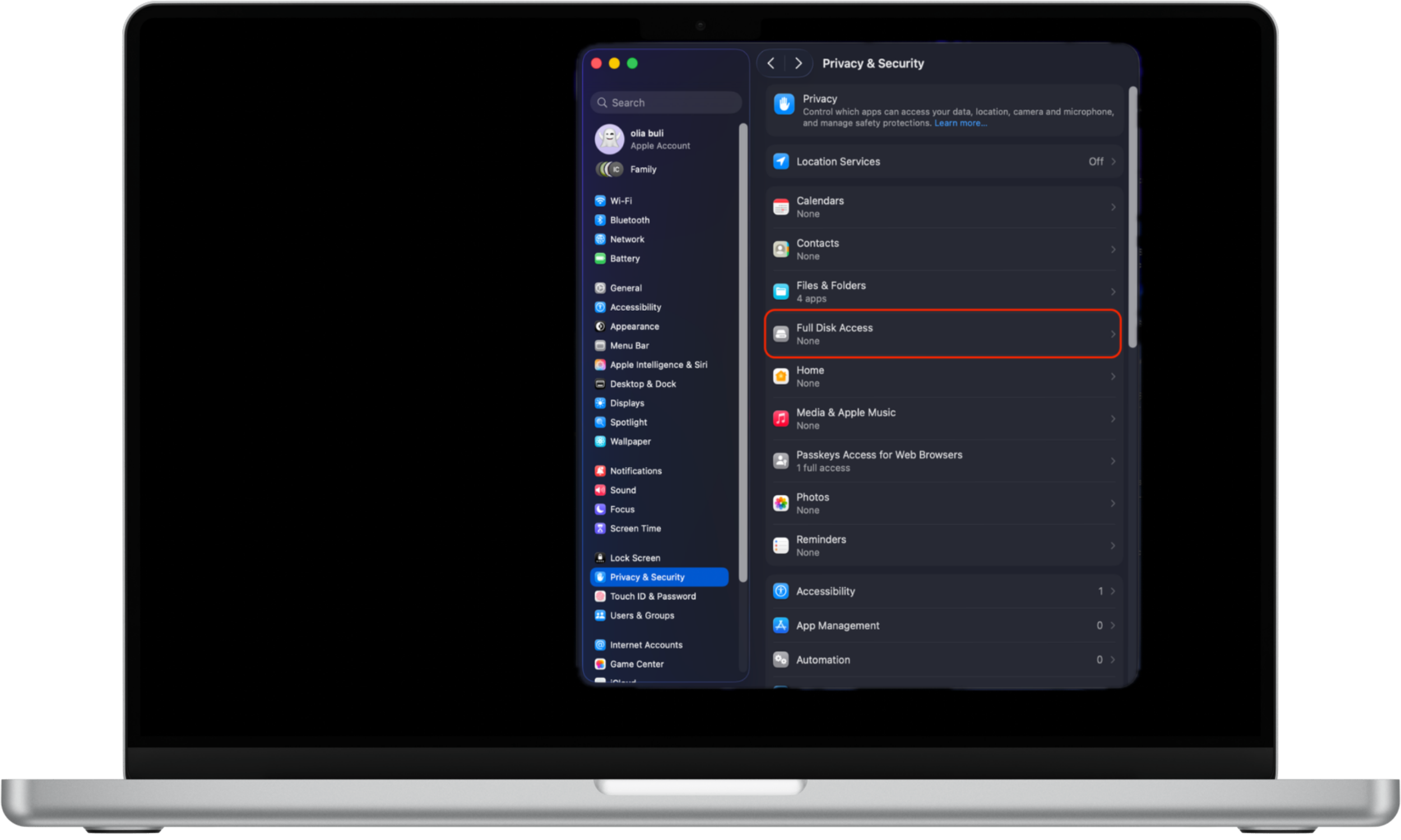 To adjust your privacy settings, click on the Full Disk Access option from the list. To adjust your privacy settings, click on the Full Disk Access option from the list.