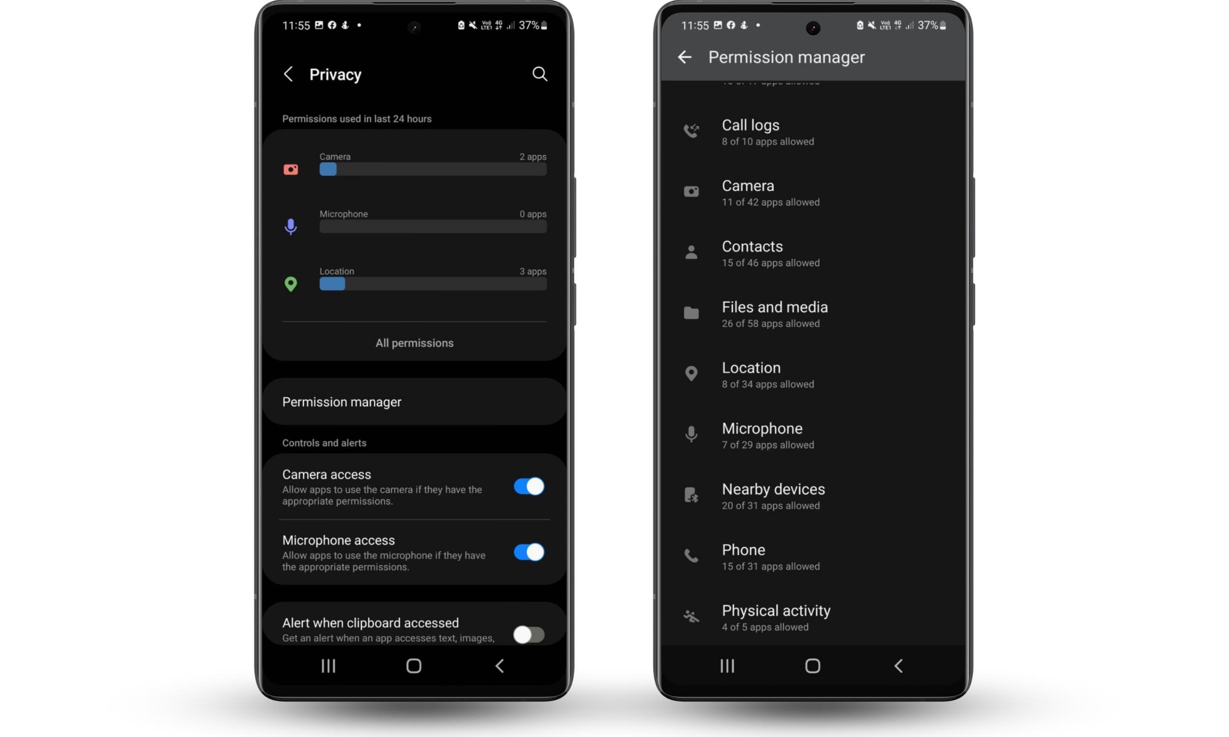 Tap permission manager to change the permissions that you grant to your app Tap permission manager to change the permissions that you grant to your app