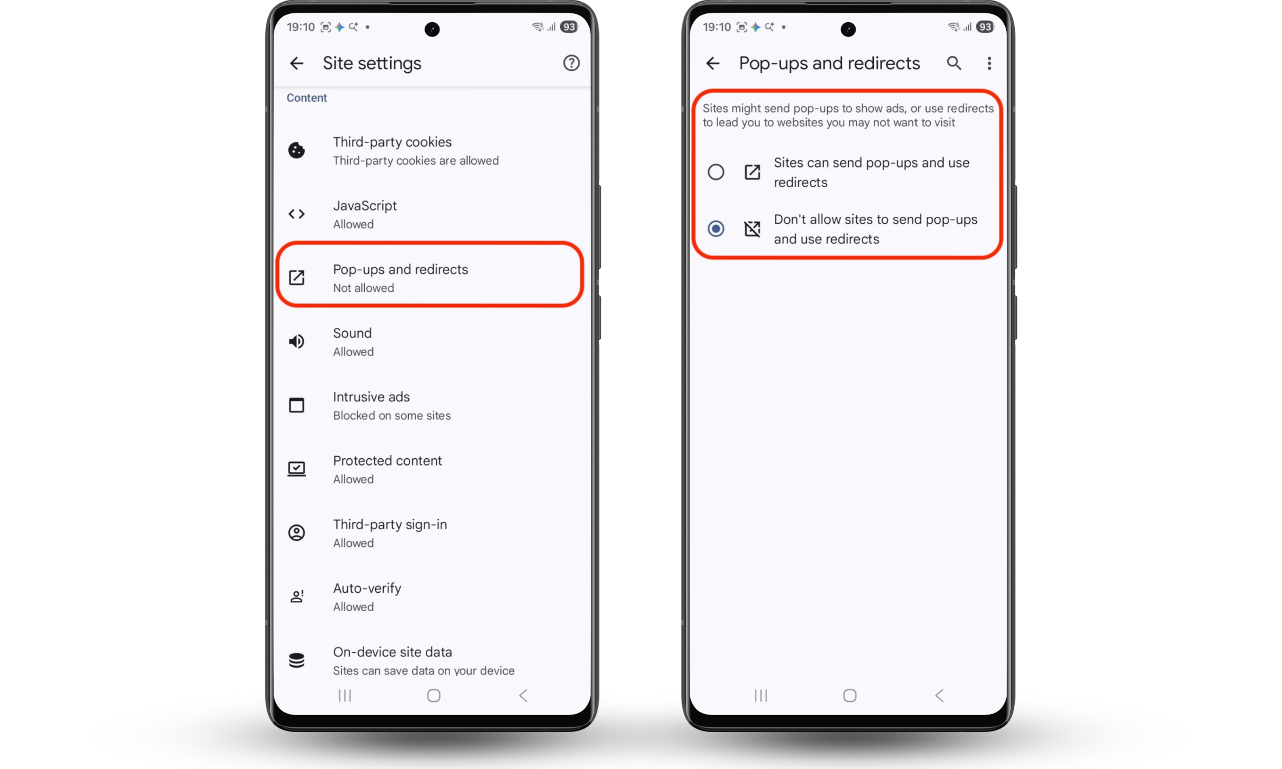 To block pop-ups on Android Chrome, open Site settings and disable pop-ups and redirects to prevent unwanted or malicious pages. To block pop-ups on Android Chrome, open Site settings and disable pop-ups and redirects to prevent unwanted or malicious pages.