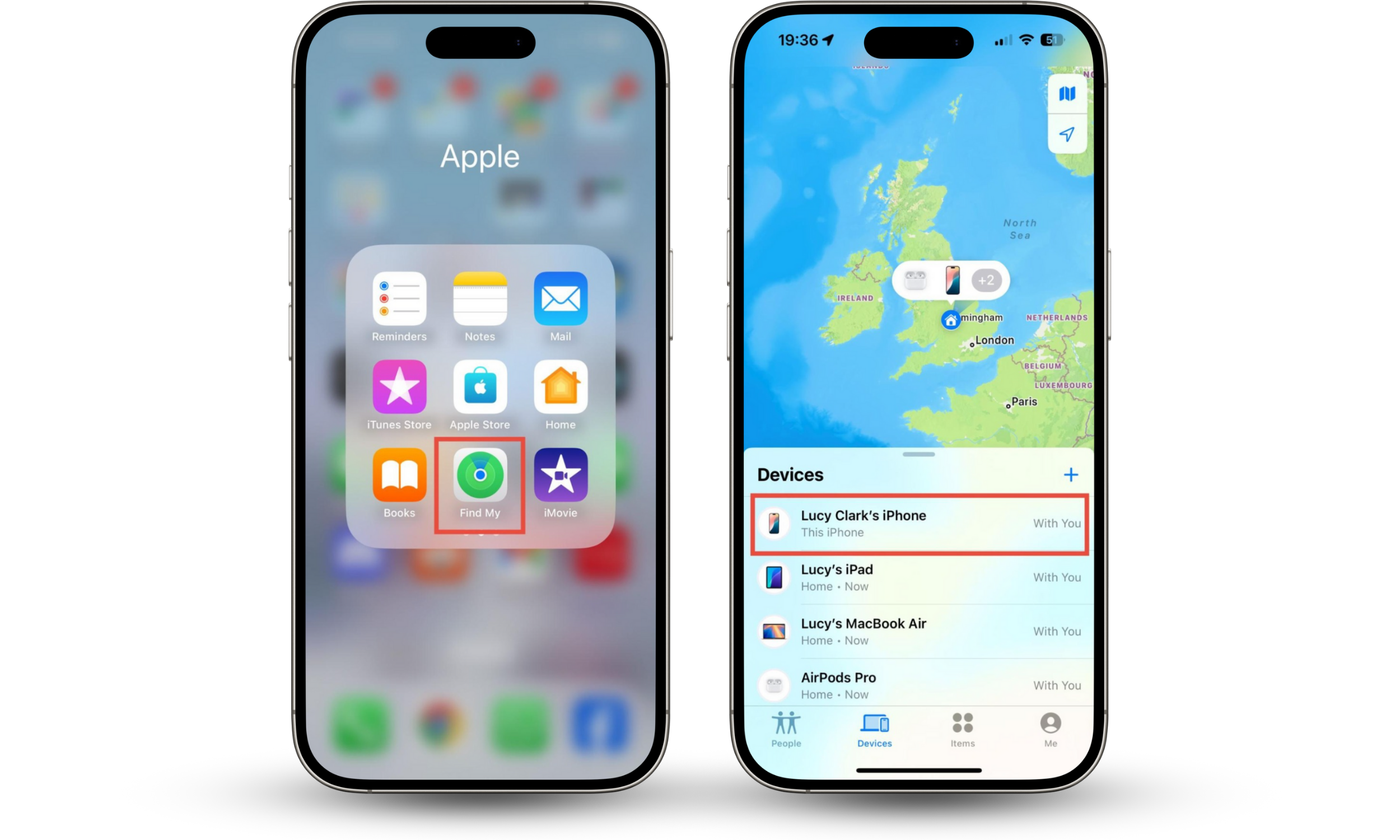 An iPhone showing how to use the Find My app. To tell if your phone is cloned, check its location on the Find My app. An iPhone showing how to use the Find My app. To tell if your phone is cloned, check its location on the Find My app.
