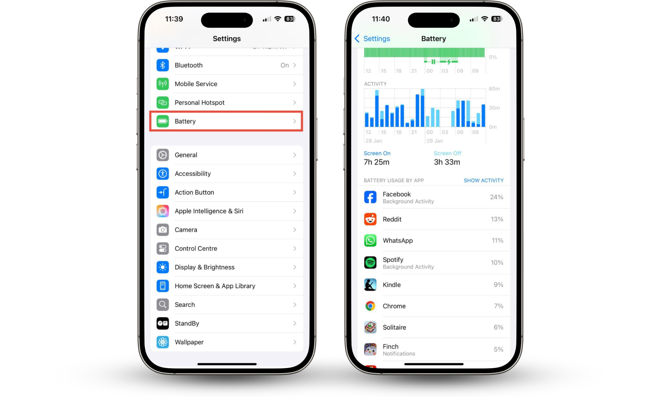 To check phone for XNSPY or other spy apps, look at your battery usage in the iOS Settings app.